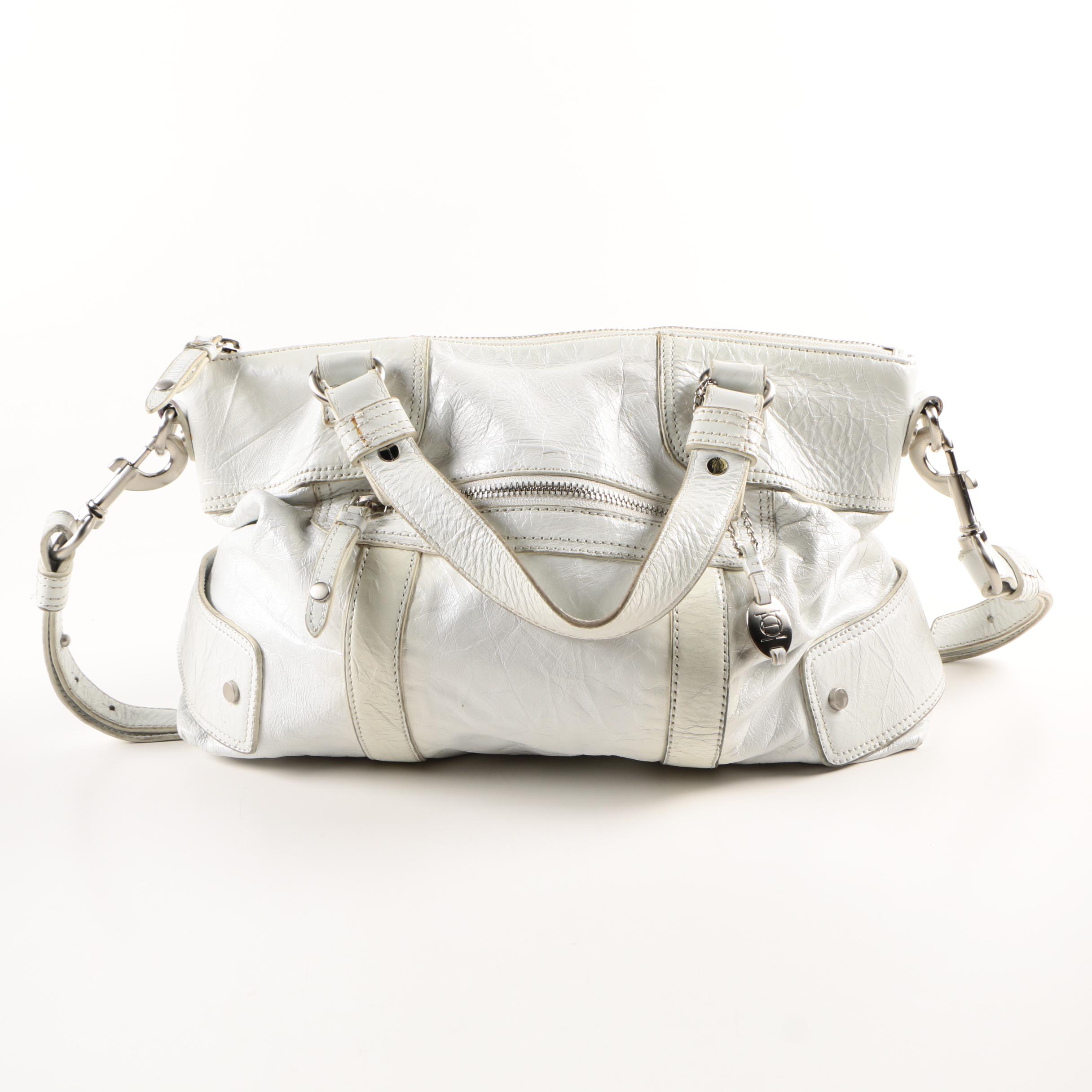 Olivia Harris White Leather Satchel Handbag