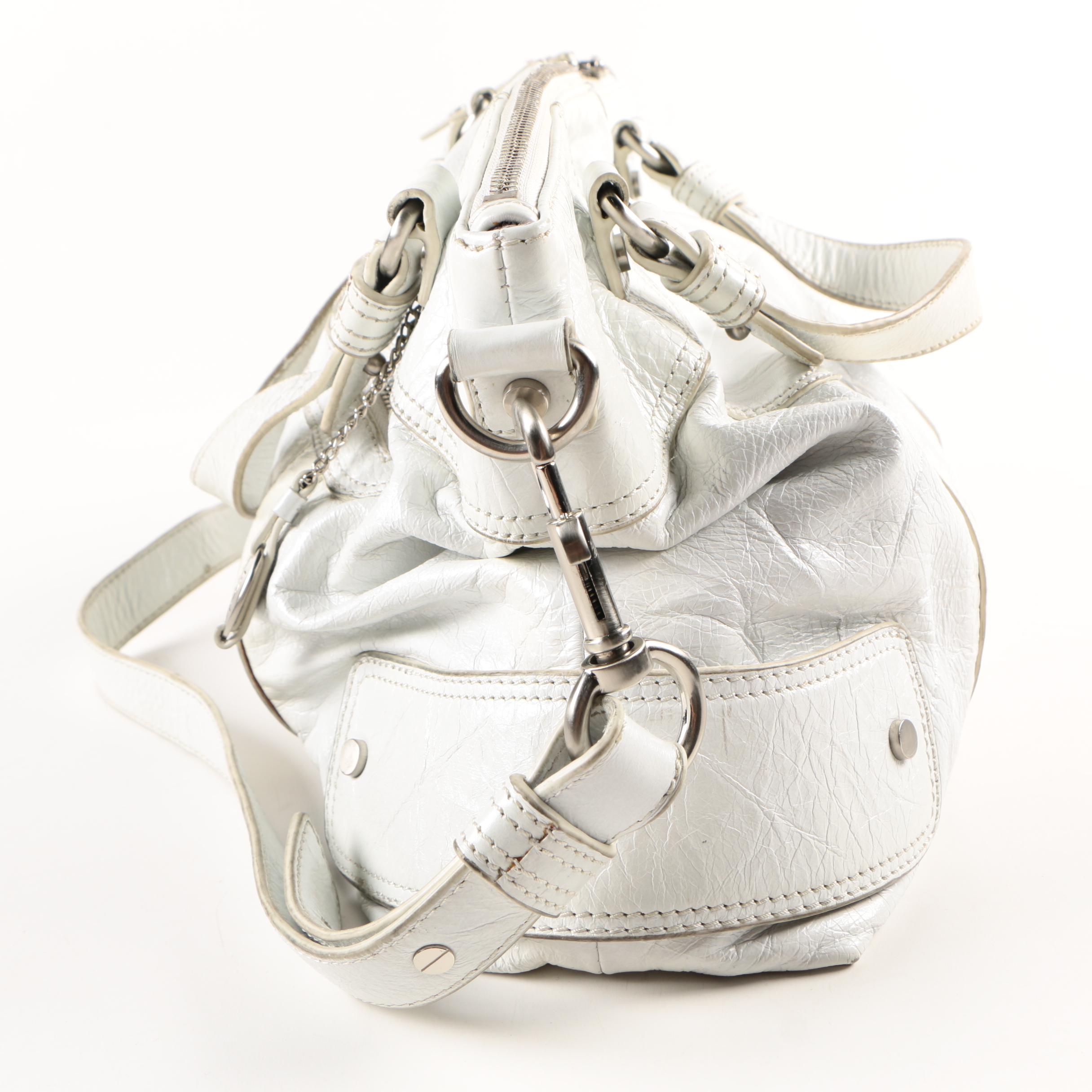 Olivia Harris White Leather Satchel Handbag