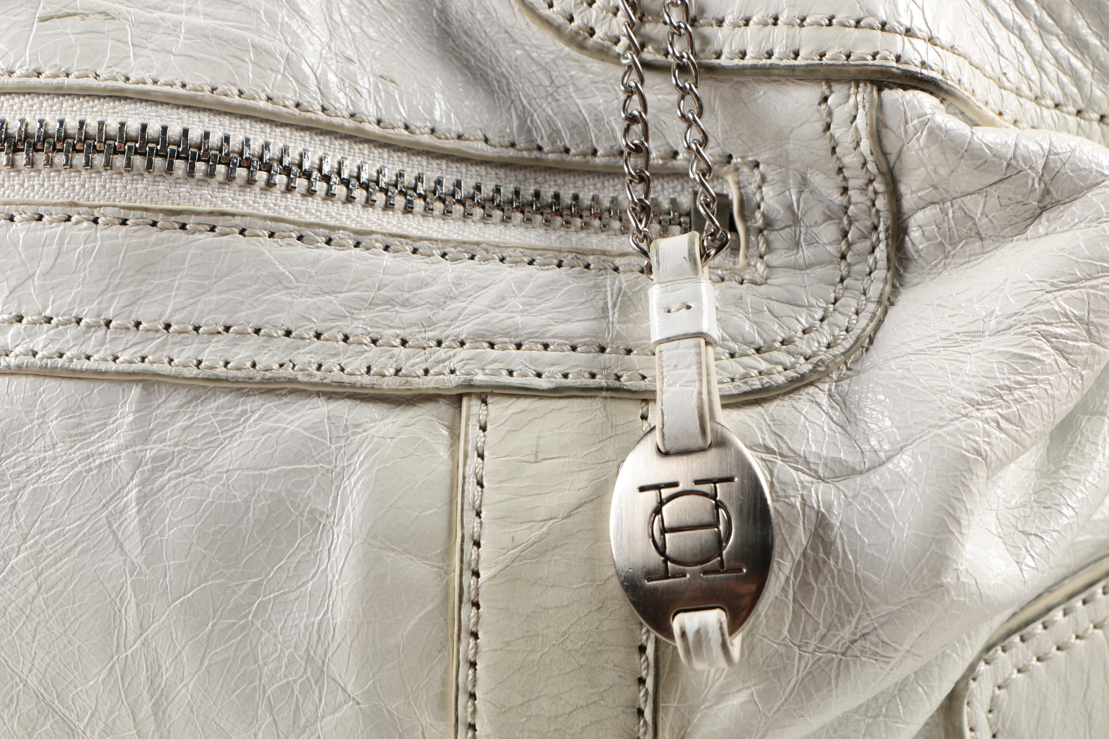 Olivia Harris White Leather Satchel Handbag