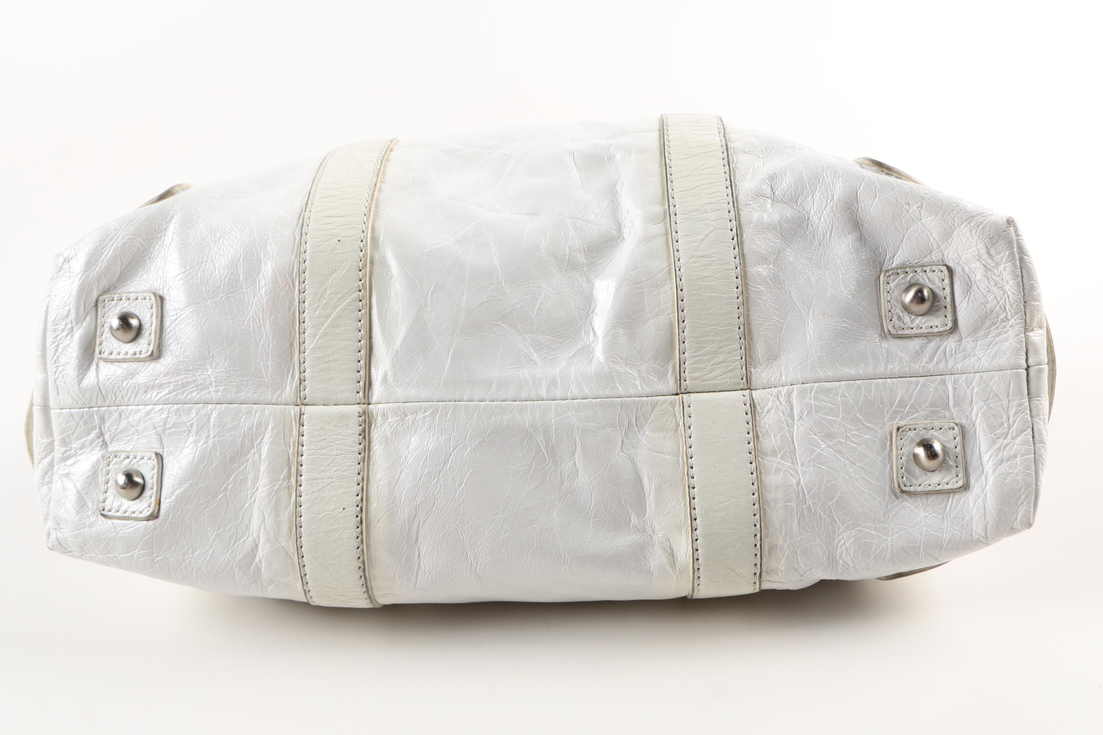 Olivia Harris White Leather Satchel Handbag