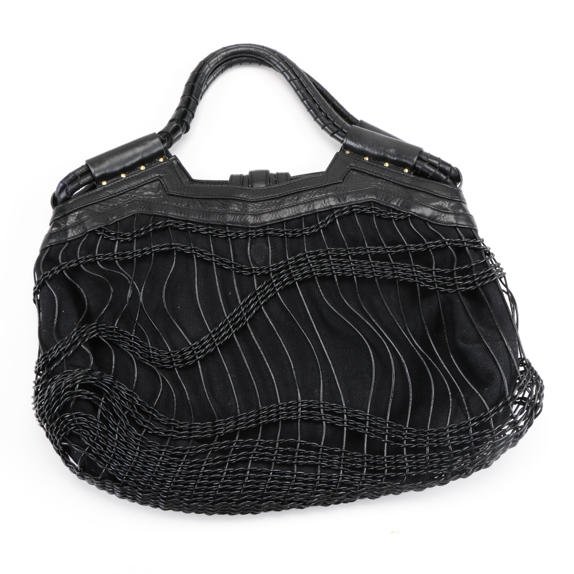 Botkier Woven Leather Overlay Tote