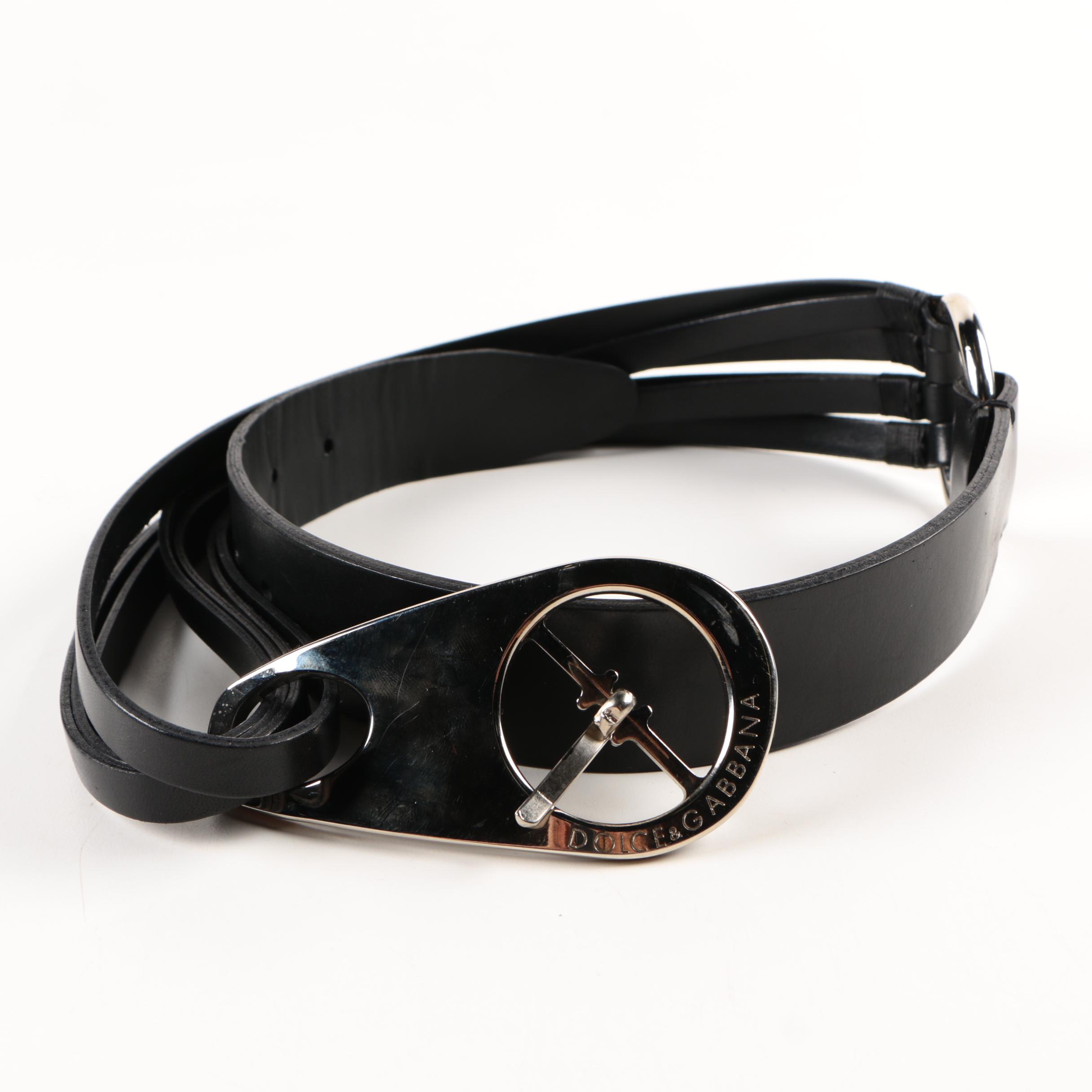 Dolce and Gabbana Black Leather Belt