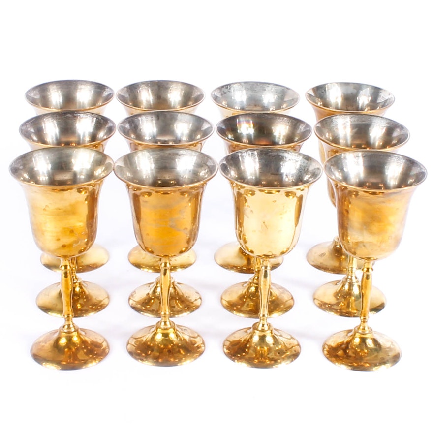 Set of Stemmed Brass Goblets