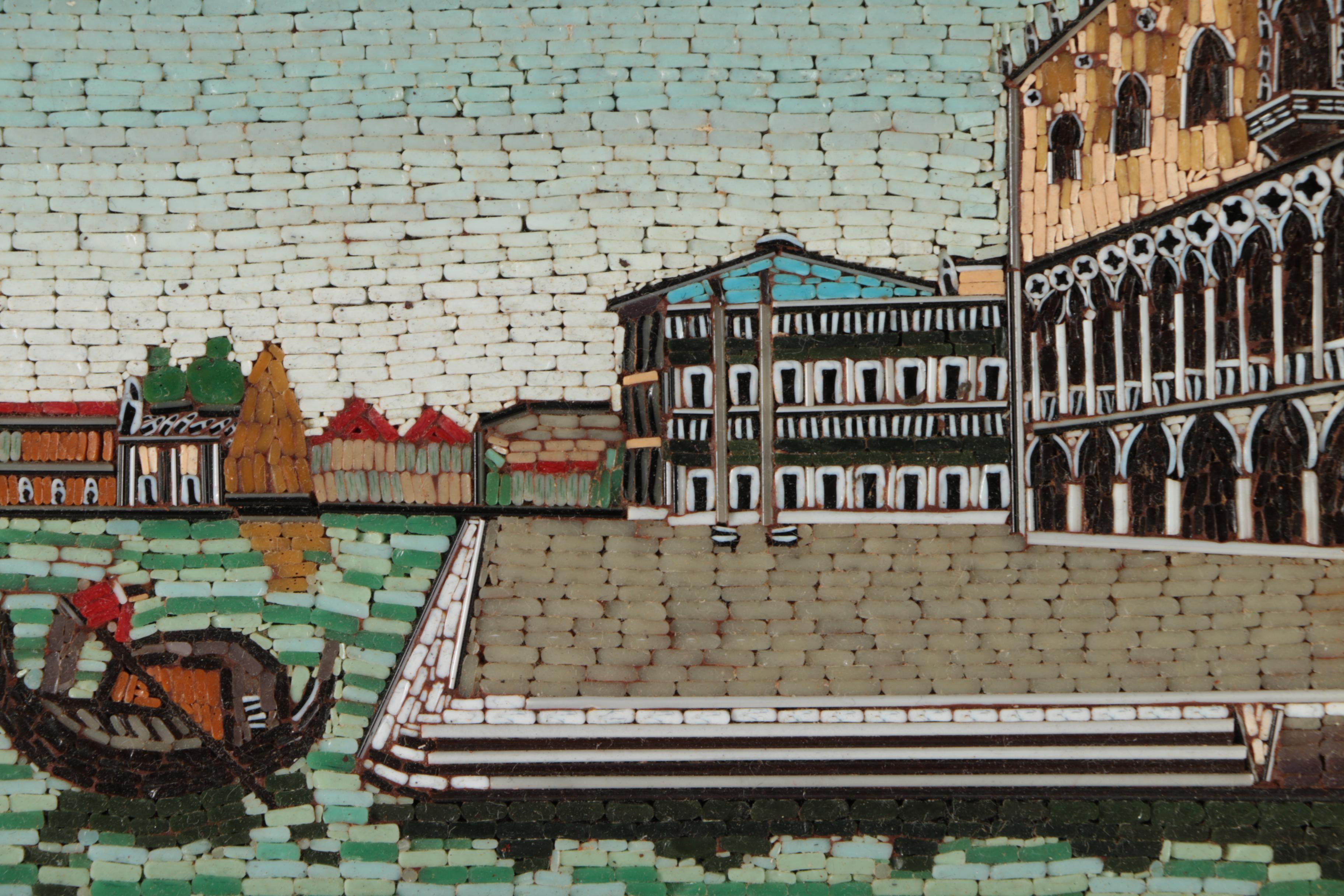 Italian Glass Micro Mosaic of Pier Scene
