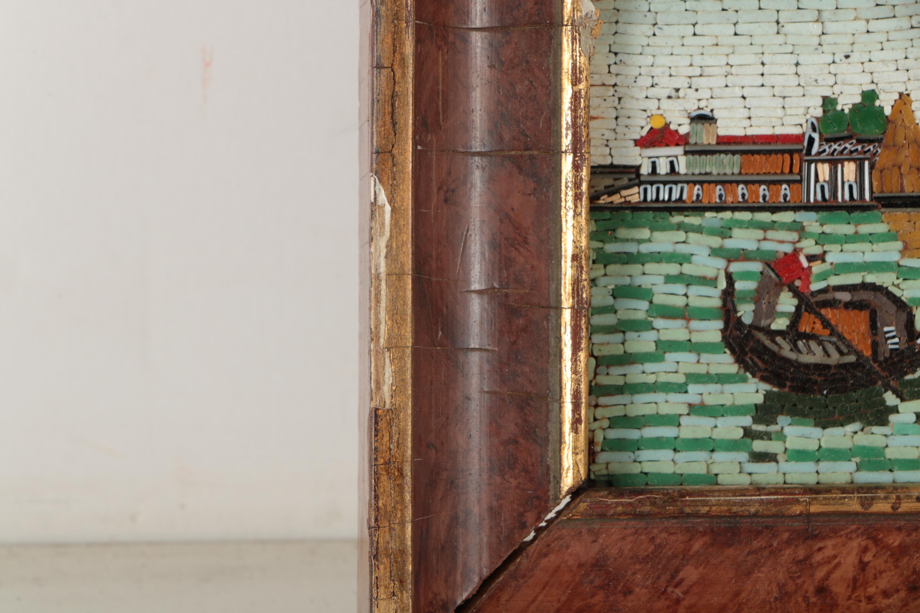 Italian Glass Micro Mosaic of Pier Scene