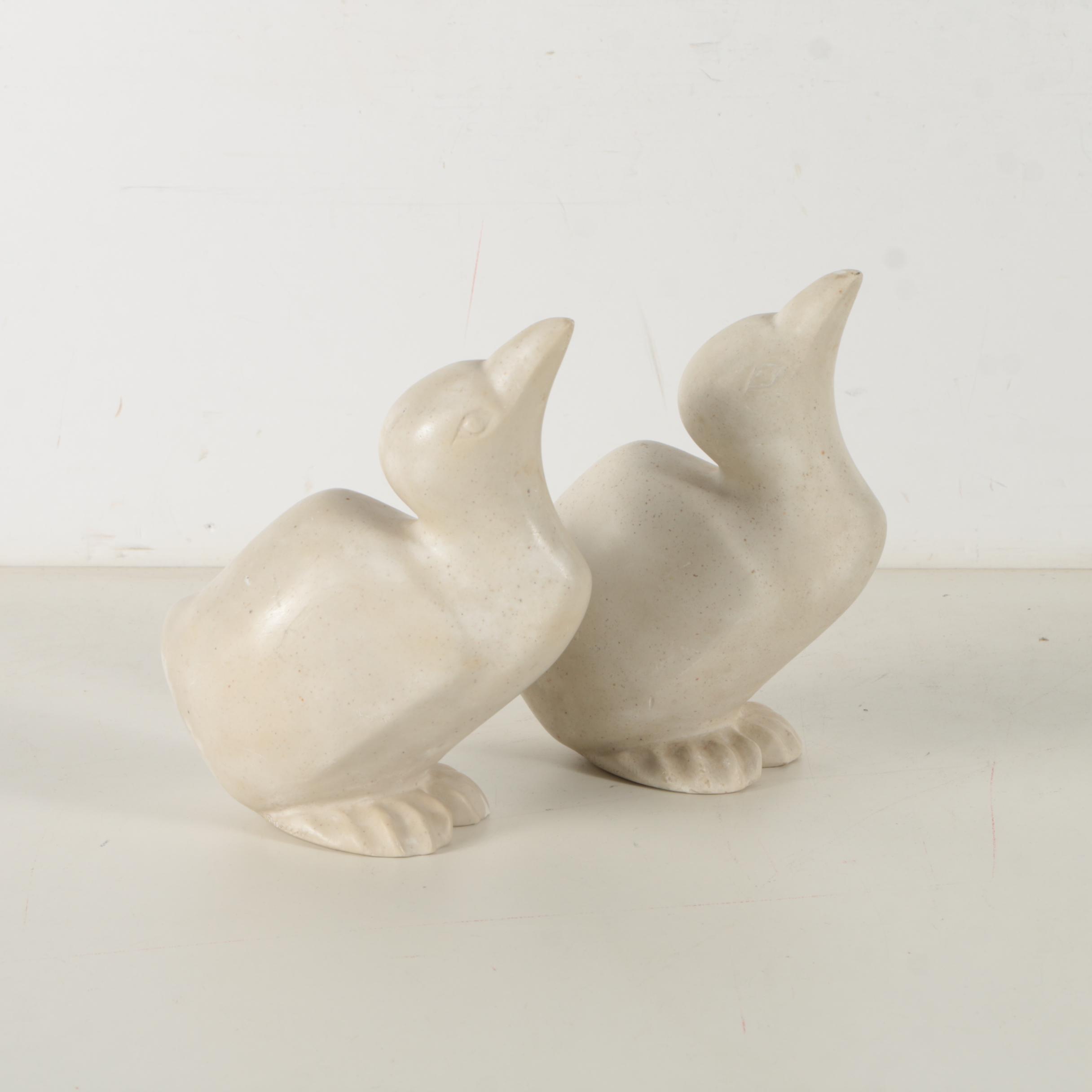 V. Robinson Plaster Bird Sculptures