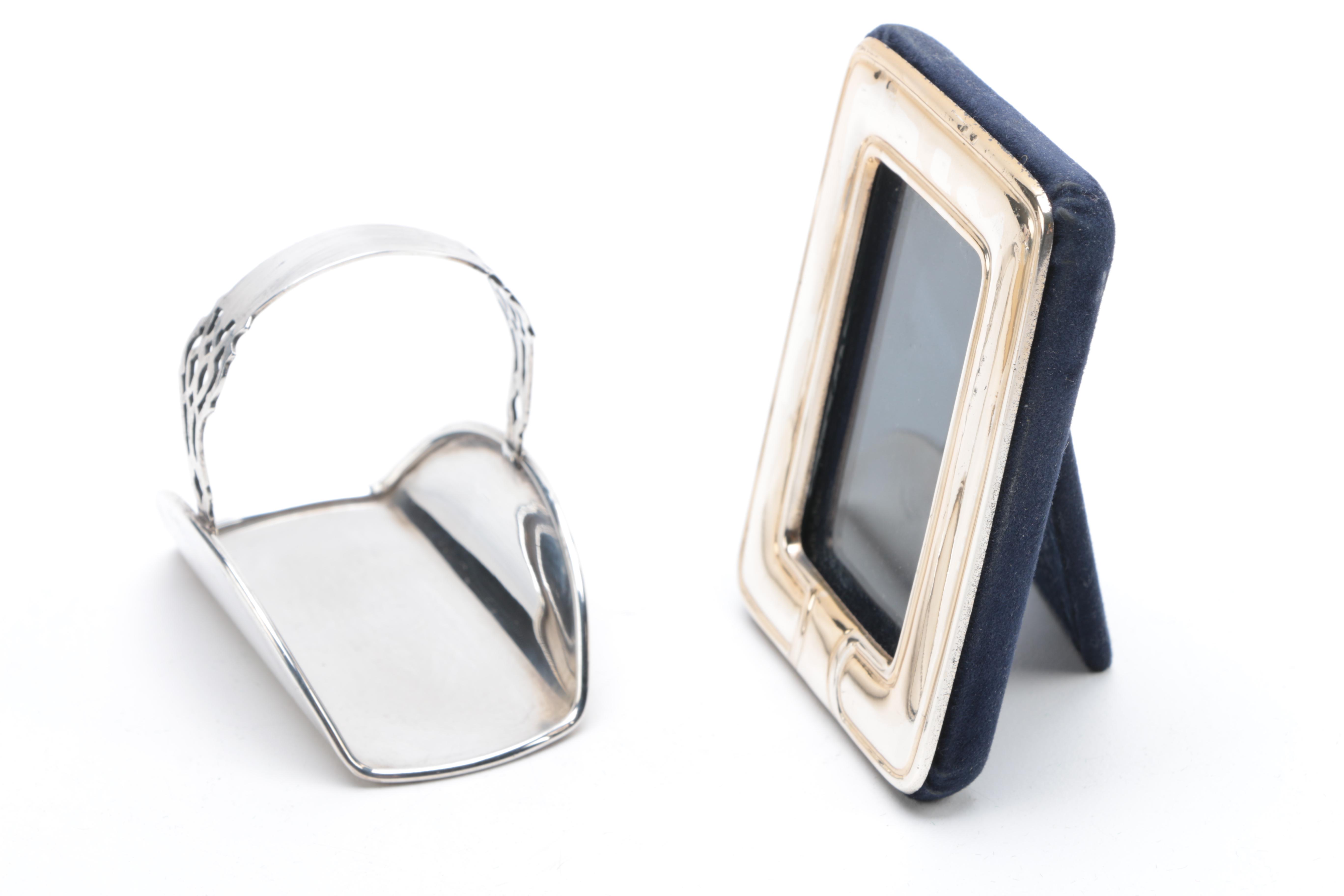 Empire Silver Co. Sterling Rimmed Glass Coasters with Sterling Decor