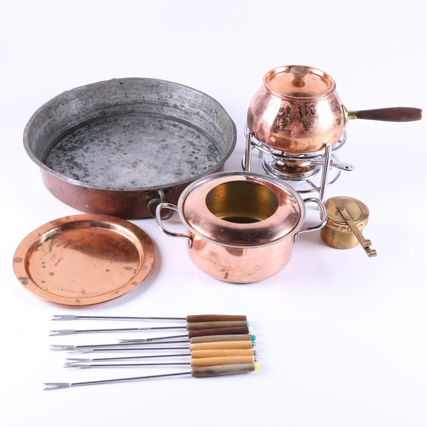 Copper Cookware and Fondue Set