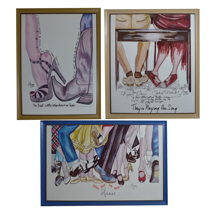 Collection of Three Framed Gacci Broadway Shoe Portrait Posters