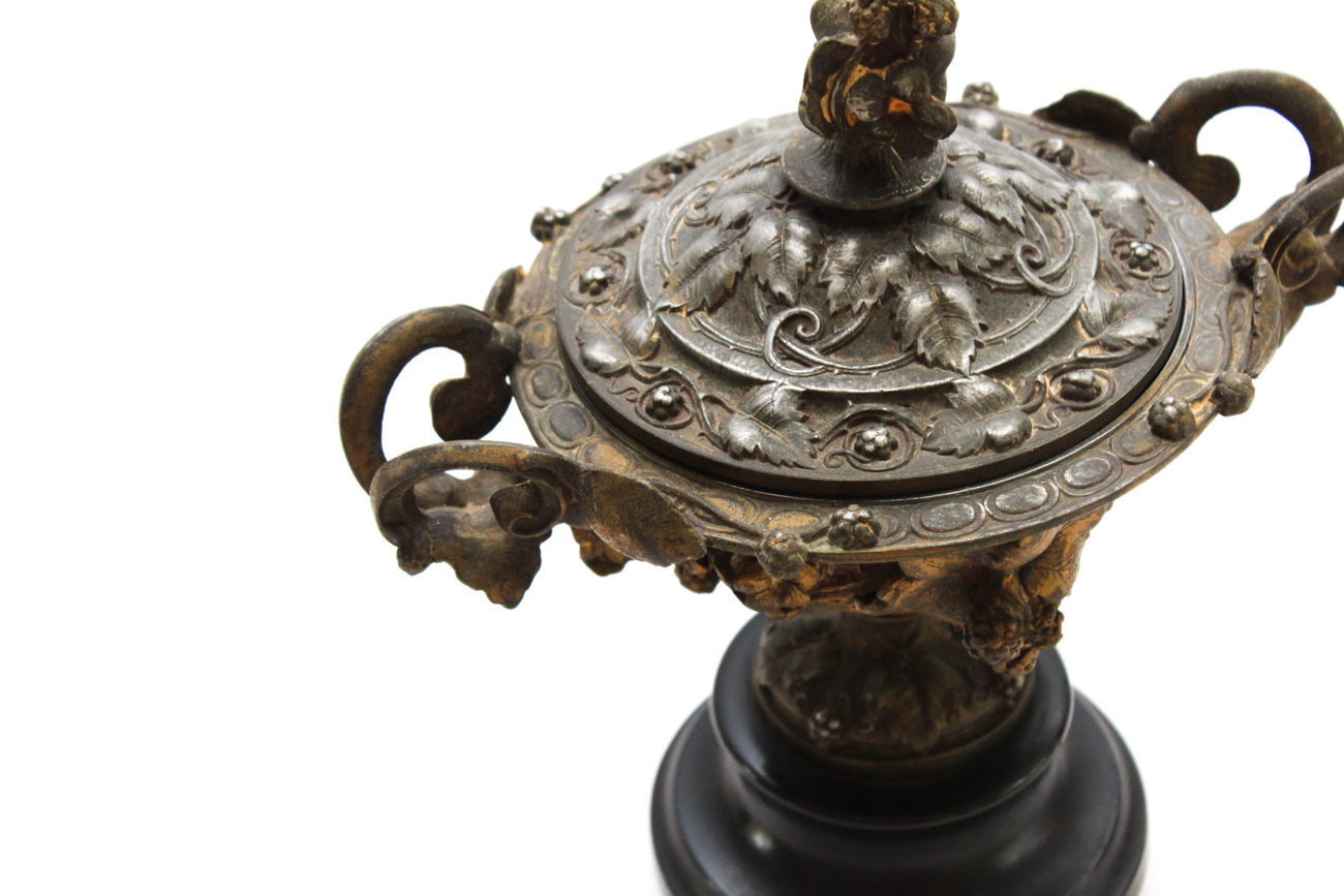 Antique Cast Metal Lidded Compote