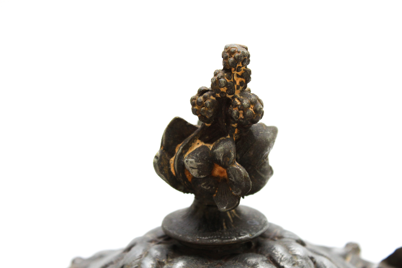 Antique Cast Metal Lidded Compote