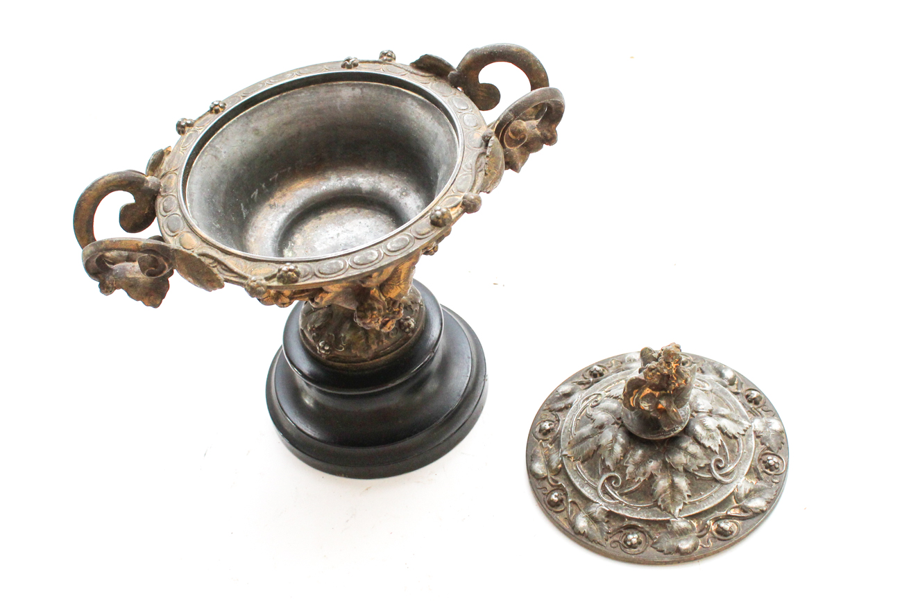 Antique Cast Metal Lidded Compote