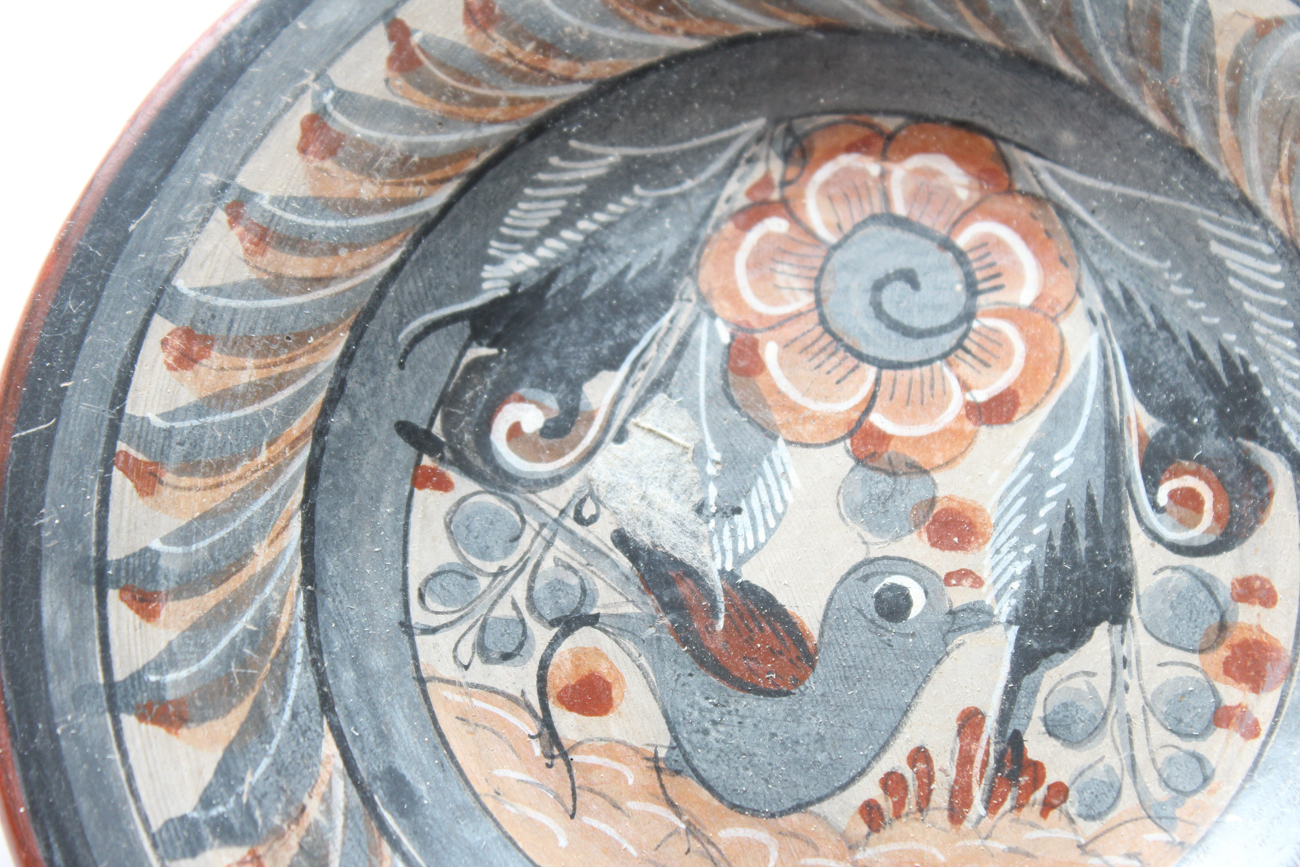 Mexican Tonala Pottery Folk Art Plates