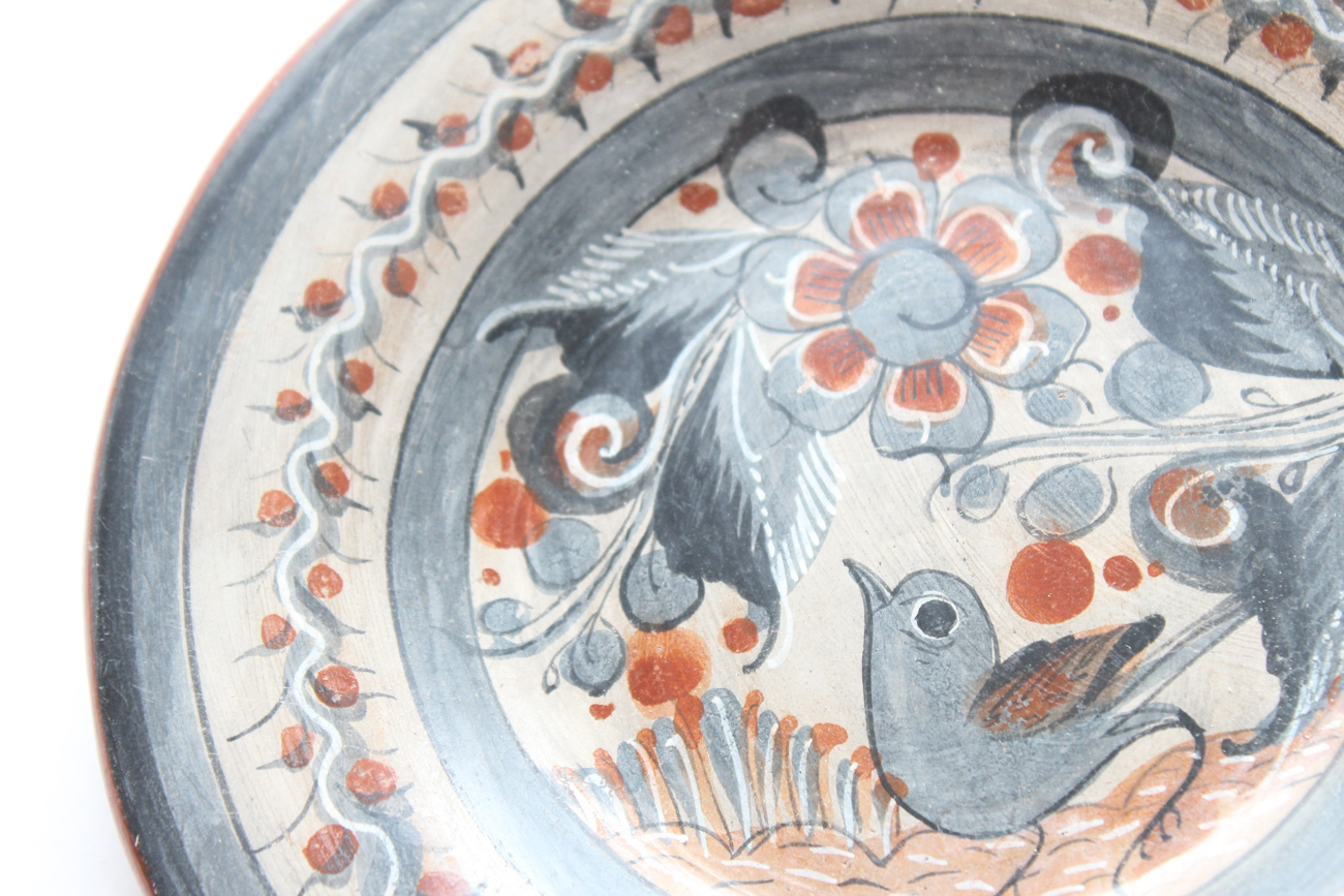 Mexican Tonala Pottery Folk Art Plates
