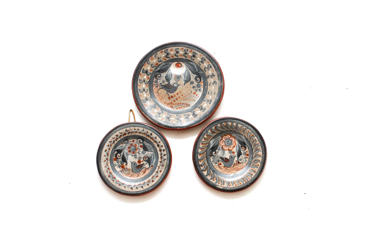Mexican Tonala Pottery Folk Art Plates