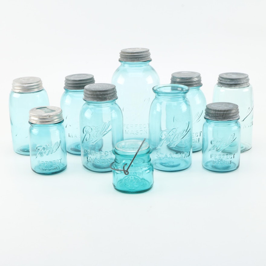 Vintage Glass Ball and Presto Mason Jars