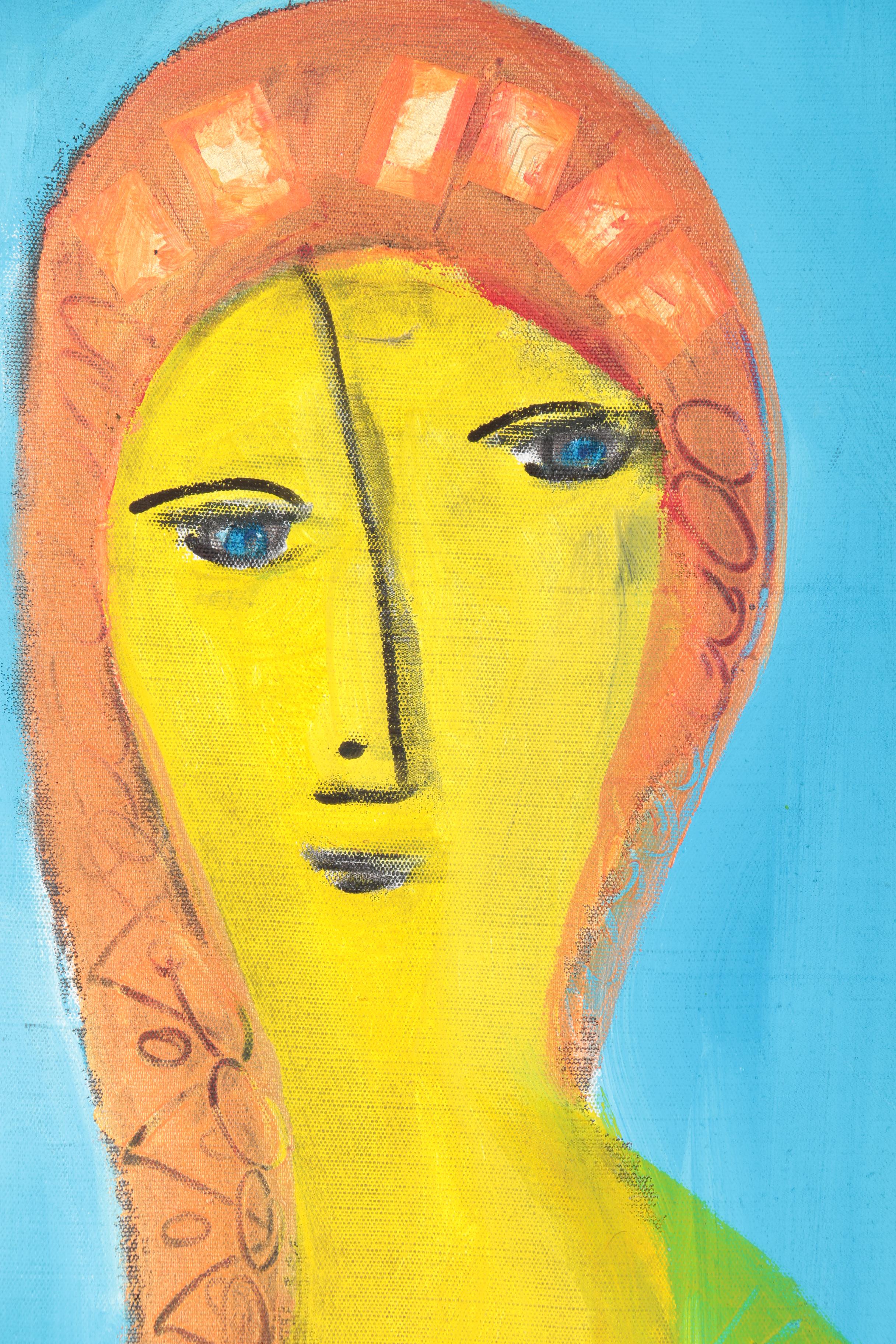 Maurice Michael Lode Mixed Media Painting on Canvas of Abstract Figure