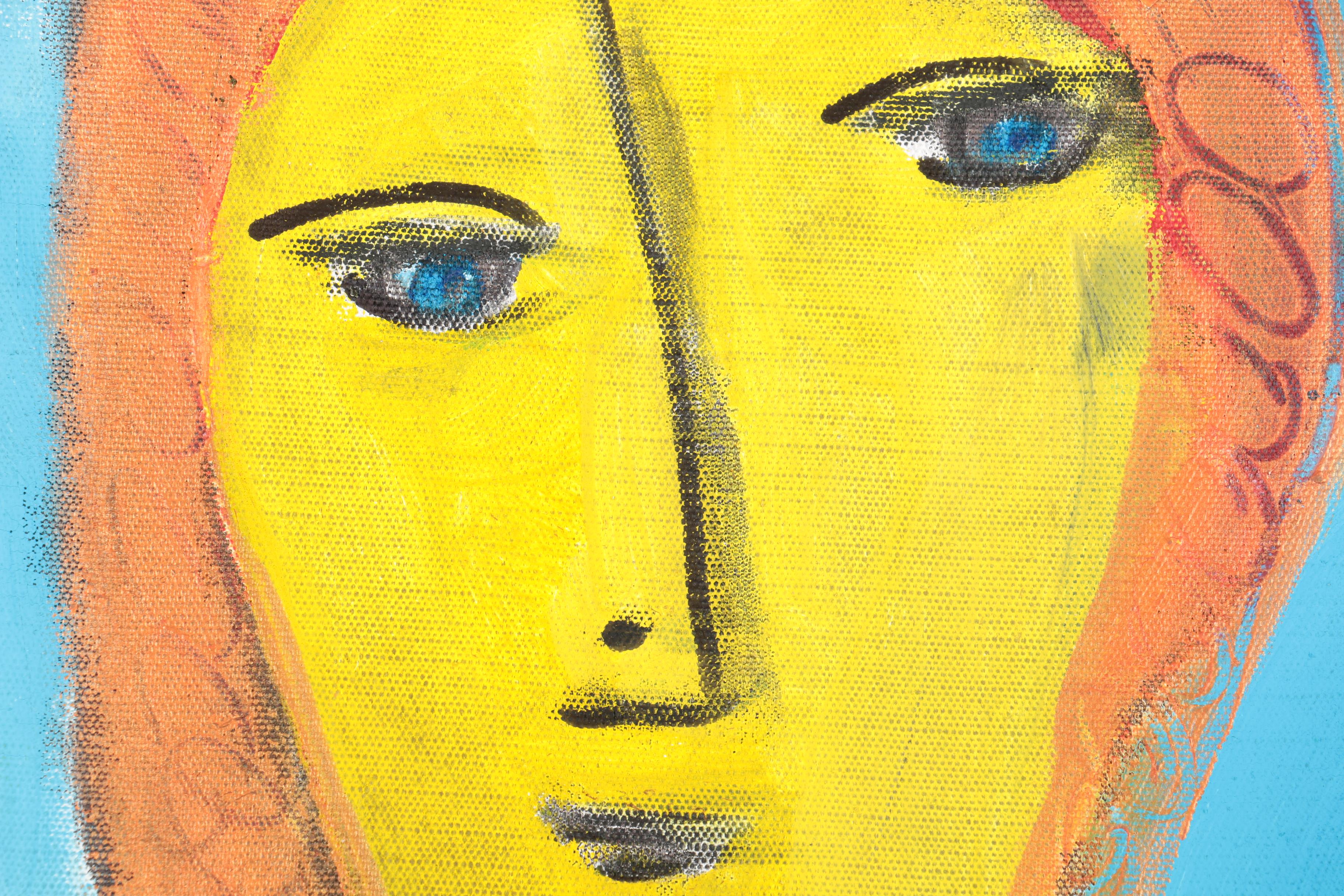 Maurice Michael Lode Mixed Media Painting on Canvas of Abstract Figure