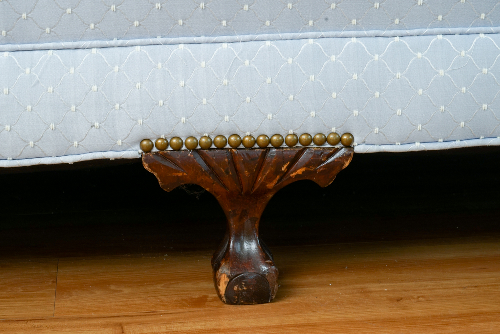 Vintage Chippendale Style Upholstered Sofa by Twin City