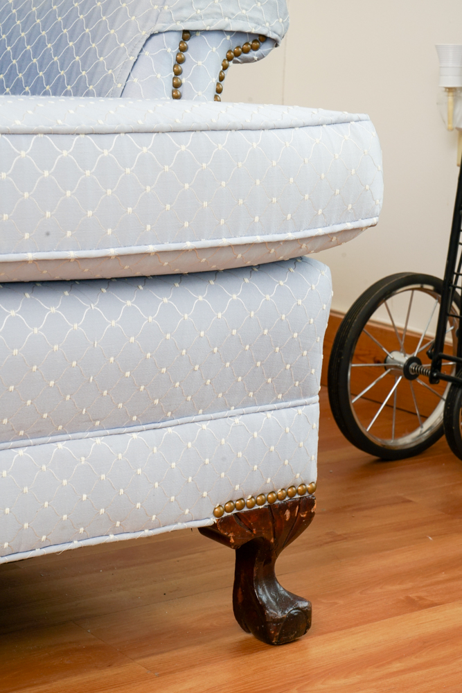 Vintage Chippendale Style Upholstered Sofa by Twin City