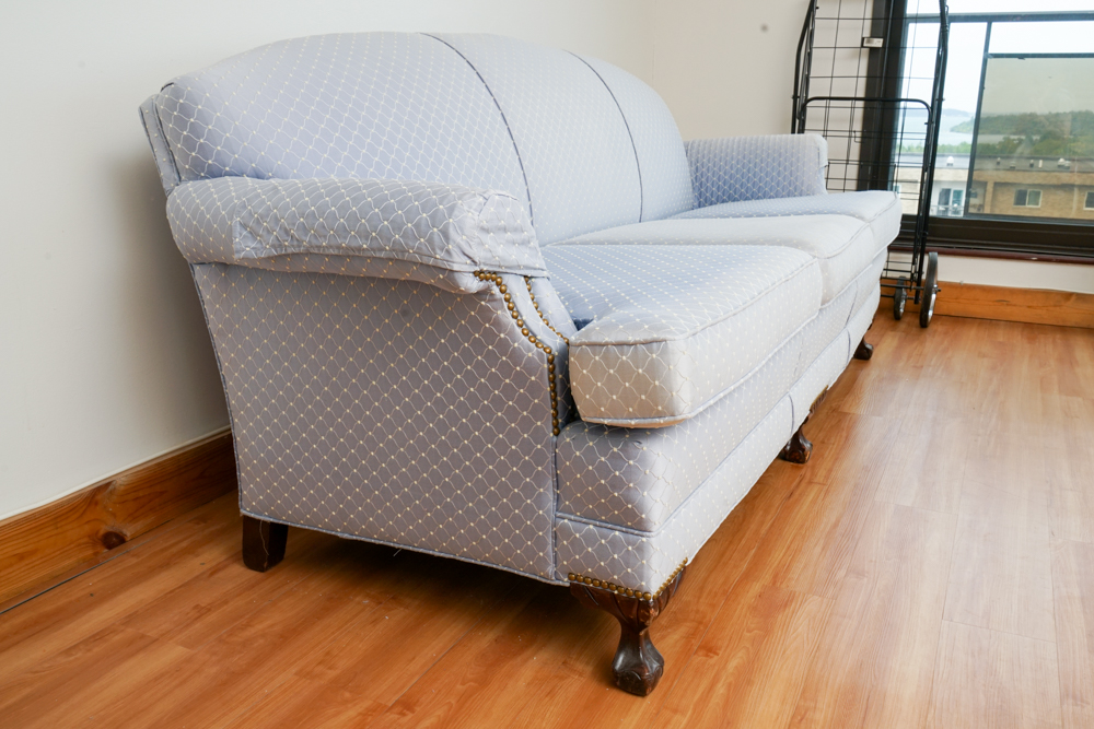 Vintage Chippendale Style Upholstered Sofa by Twin City