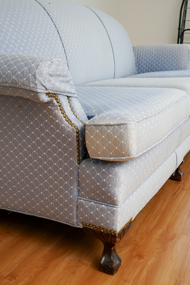 Vintage Chippendale Style Upholstered Sofa by Twin City