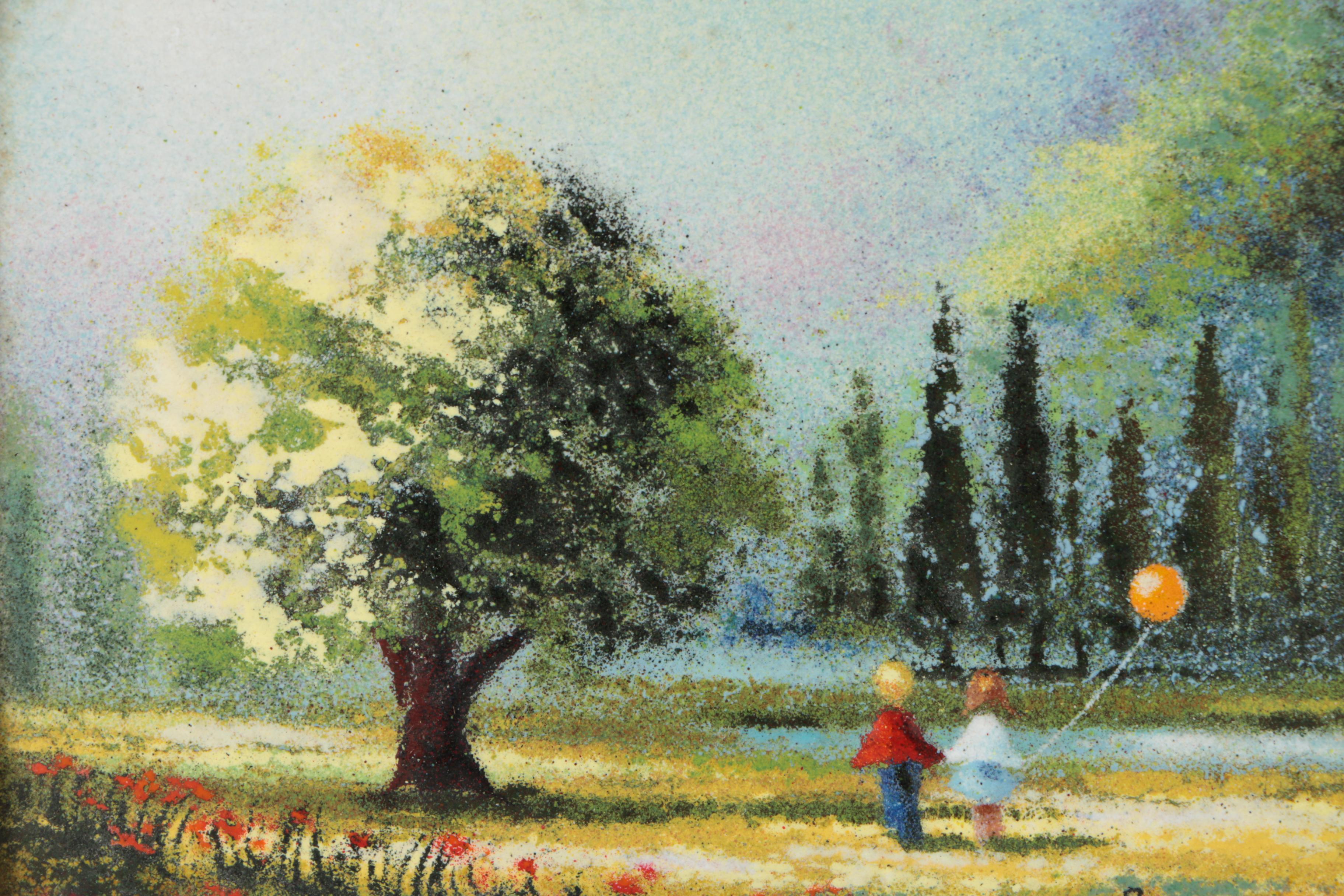 Charles Parthesius Enamel Artwork on Copper "Young Friend"