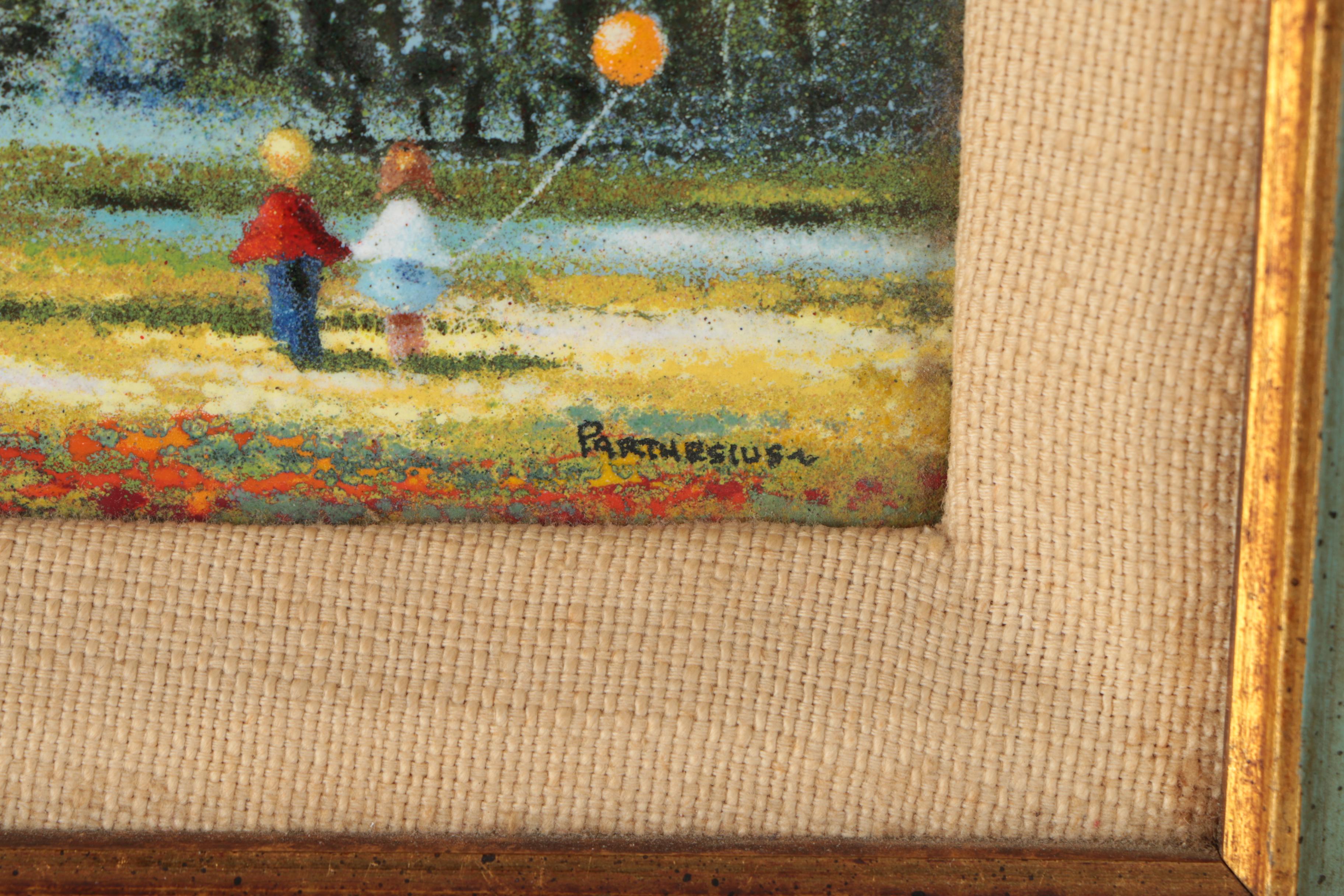 Charles Parthesius Enamel Artwork on Copper "Young Friend"