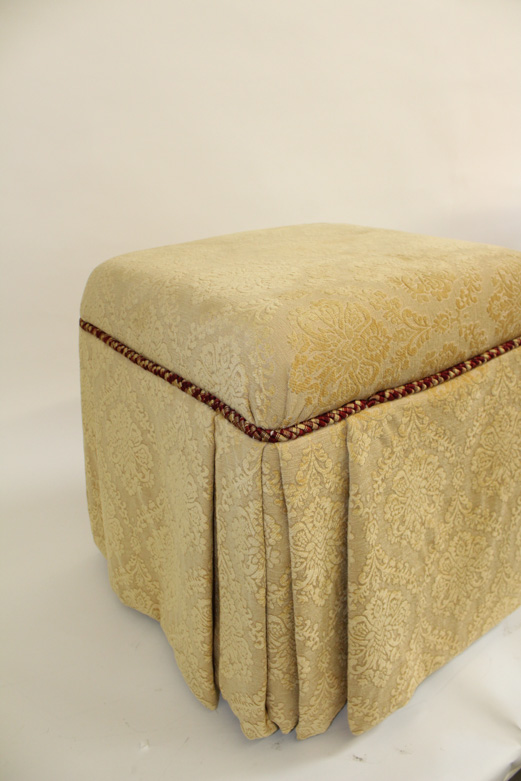 Damask Upholstered Ottoman