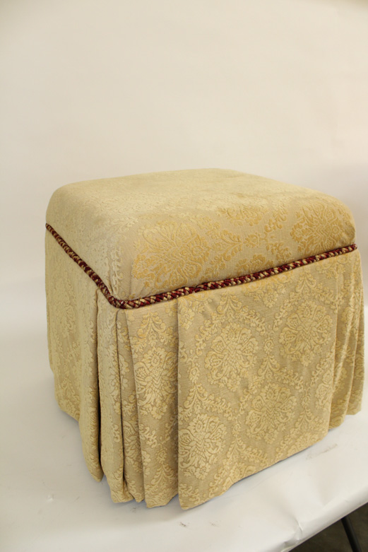 Damask Upholstered Ottoman