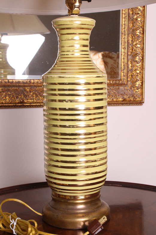 Yellow and Gold Ceramic Table Lamp