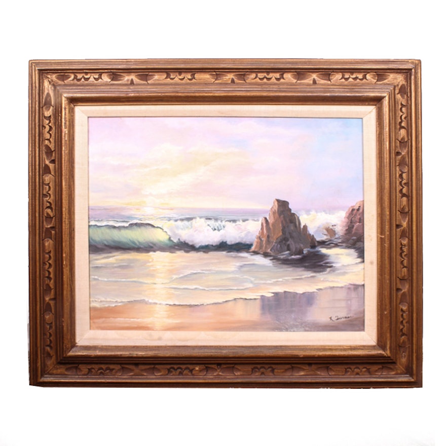 L. Turner Oil Painting on Canvas of Shore Scene