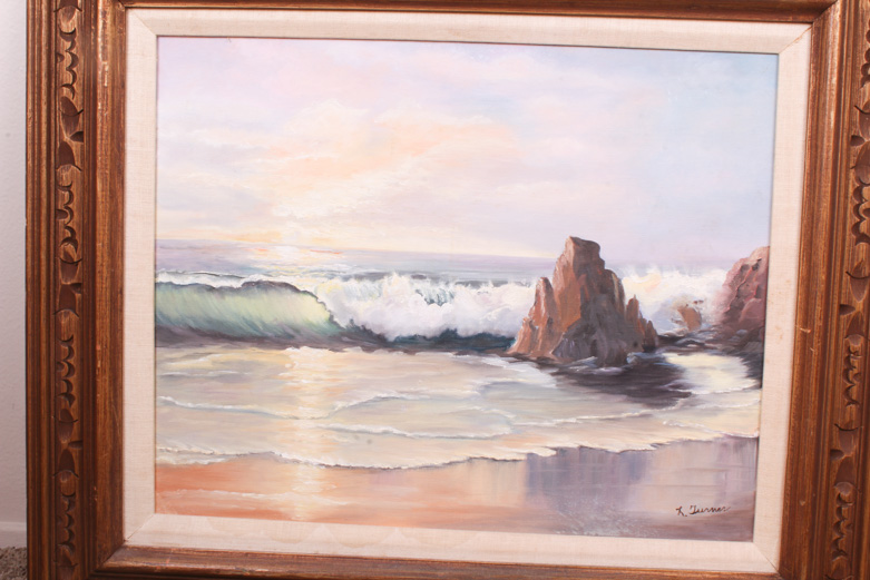 L. Turner Oil Painting on Canvas of Shore Scene