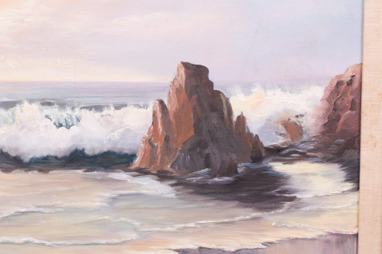 L. Turner Oil Painting on Canvas of Shore Scene