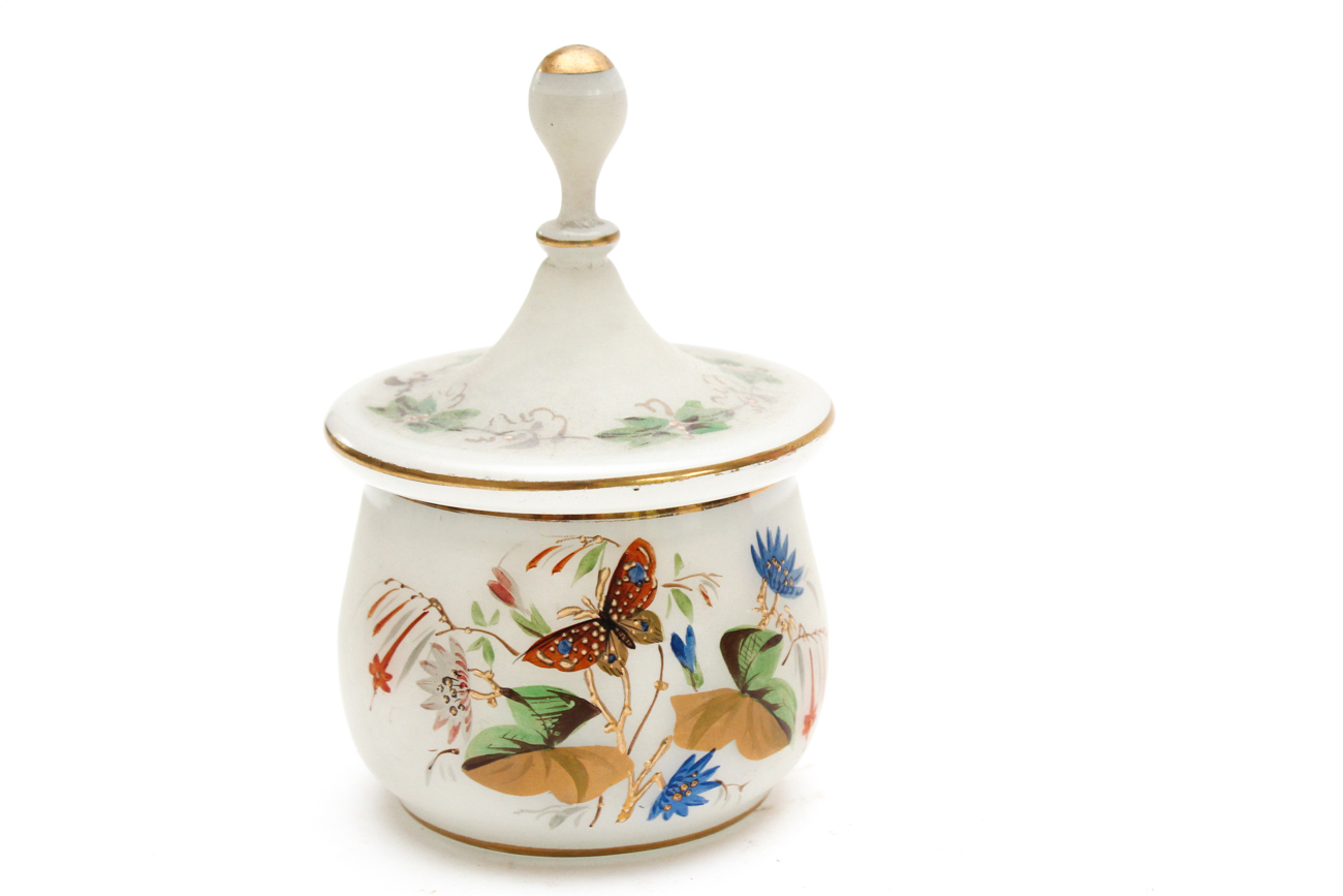 Vintage-to-Antique Hand-Painted Glass, Including Satin and Bristol Glass