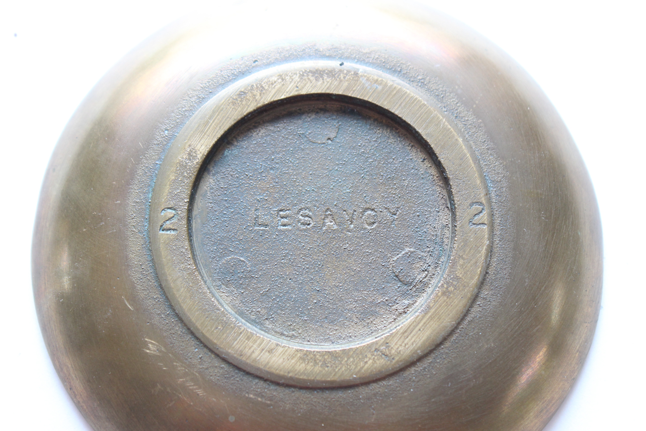 Vintage Brass Incense Burner and Resin Figurine With Underplates