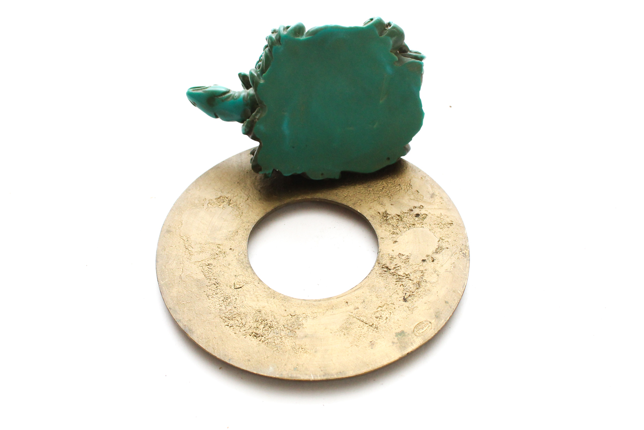 Vintage Brass Incense Burner and Resin Figurine With Underplates