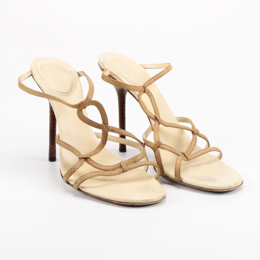 Gucci Embossed Leather Sandals