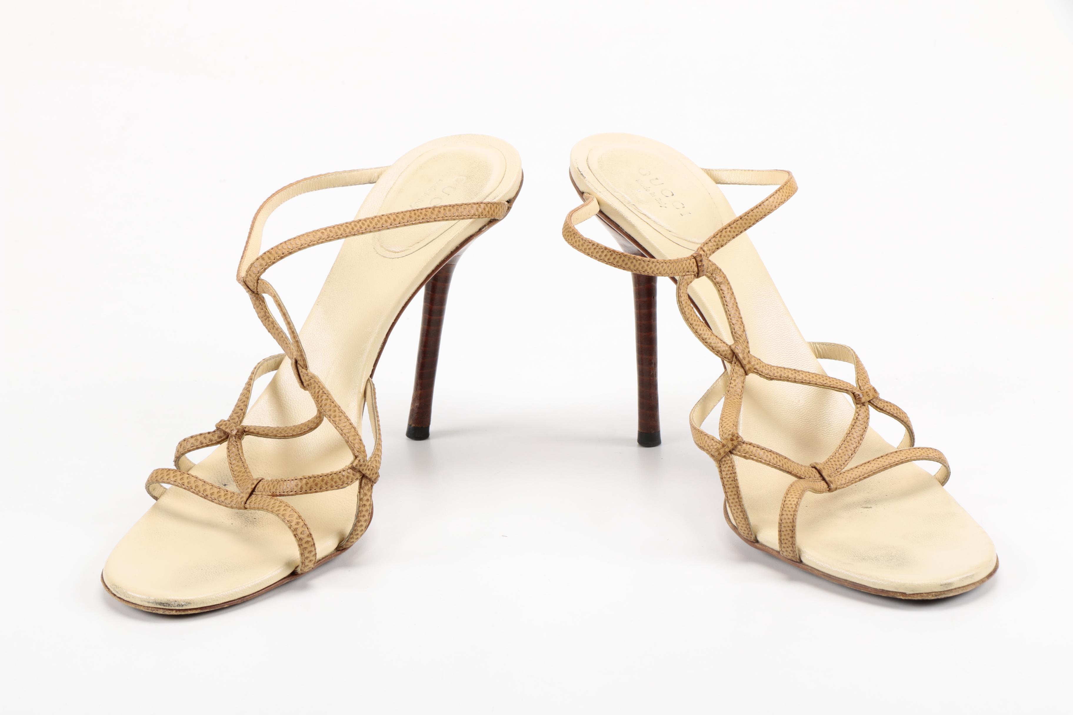 Gucci Embossed Leather Sandals