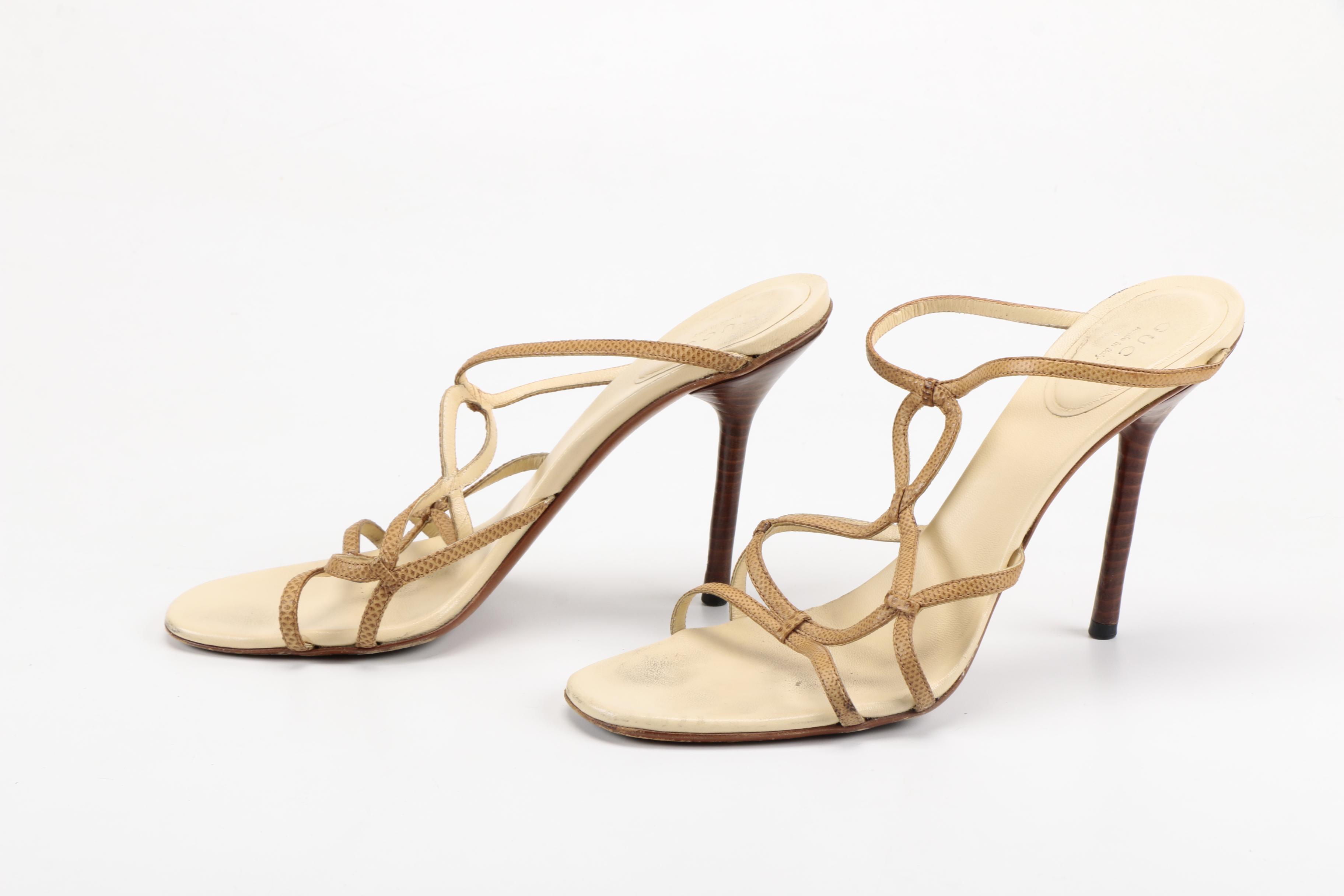 Gucci Embossed Leather Sandals