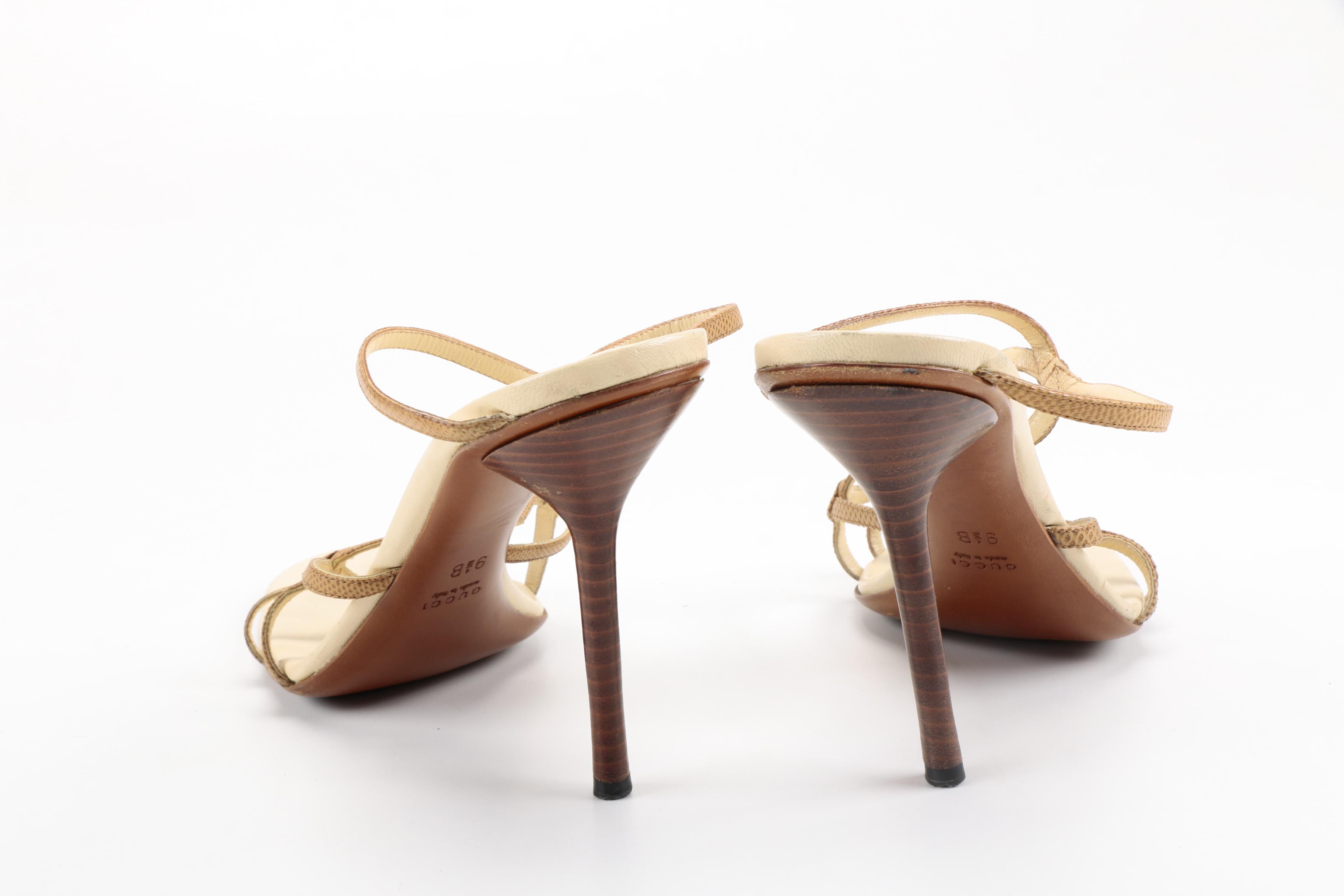 Gucci Embossed Leather Sandals