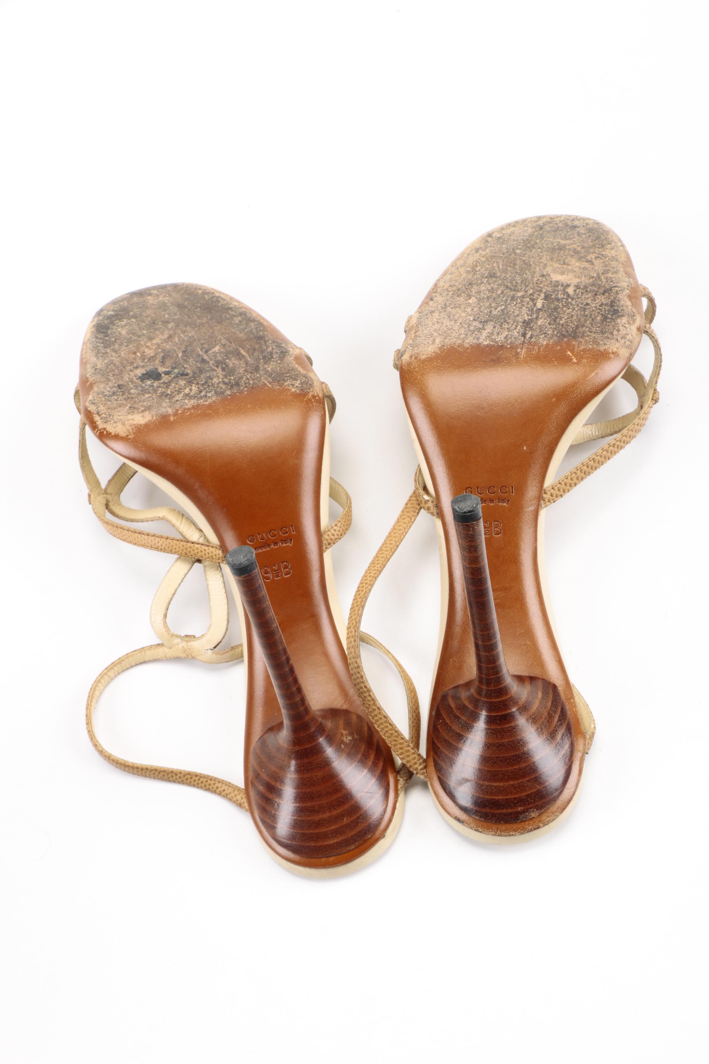 Gucci Embossed Leather Sandals