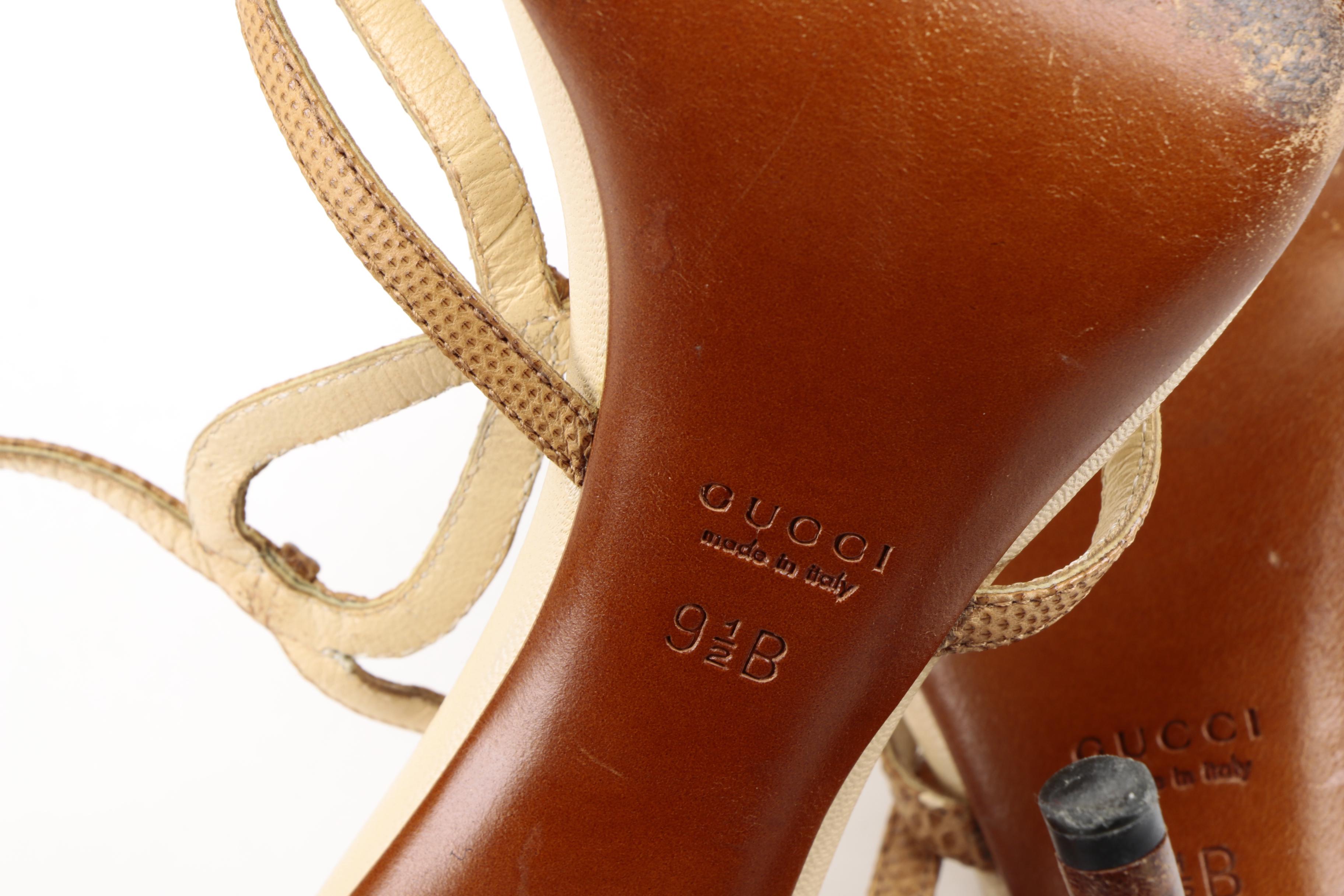 Gucci Embossed Leather Sandals