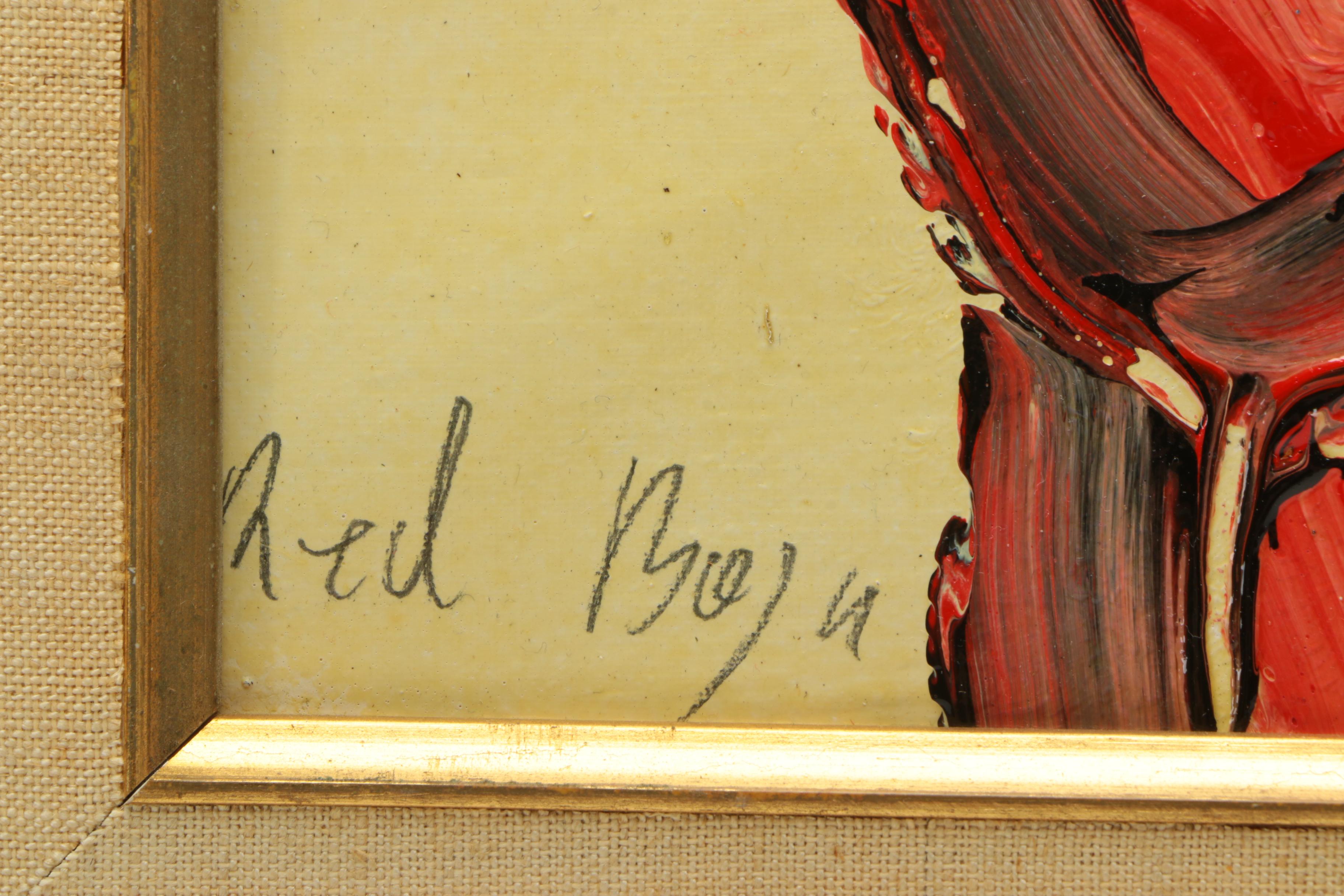 Peter Keil 1977 Acrylic Painting on Canvas of Abstract Portrait "Red Boy"