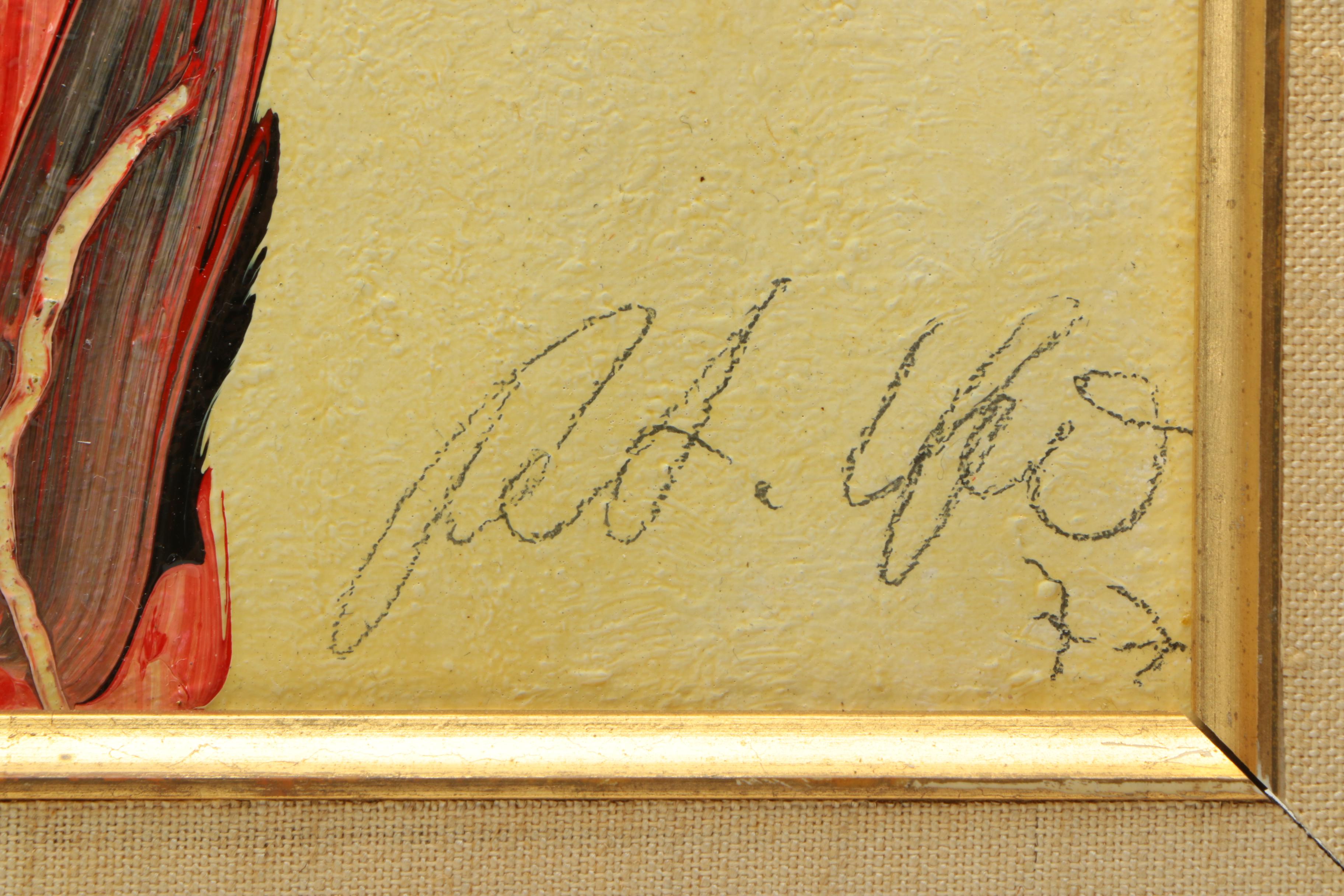 Peter Keil 1977 Acrylic Painting on Canvas of Abstract Portrait "Red Boy"