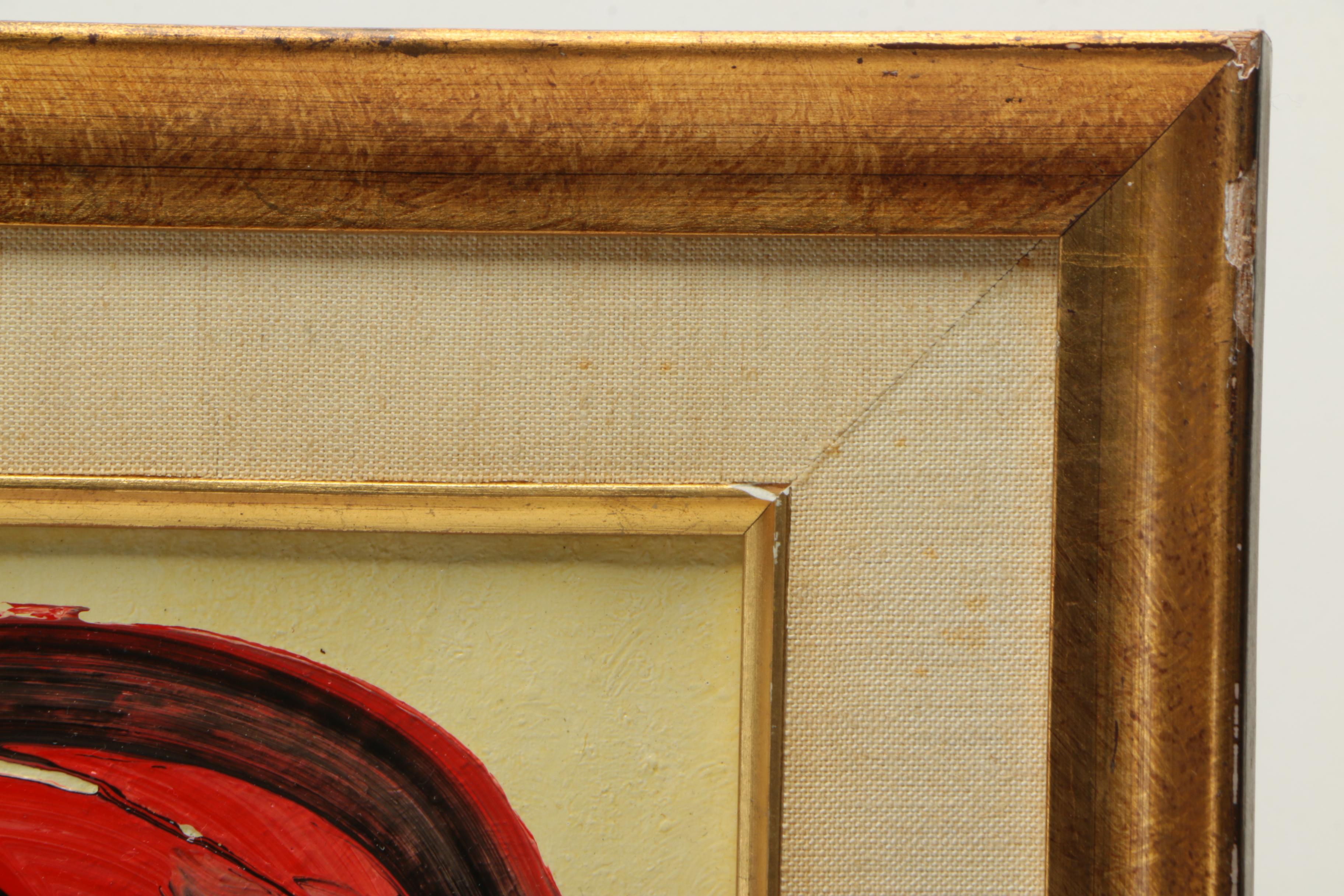 Peter Keil 1977 Acrylic Painting on Canvas of Abstract Portrait "Red Boy"