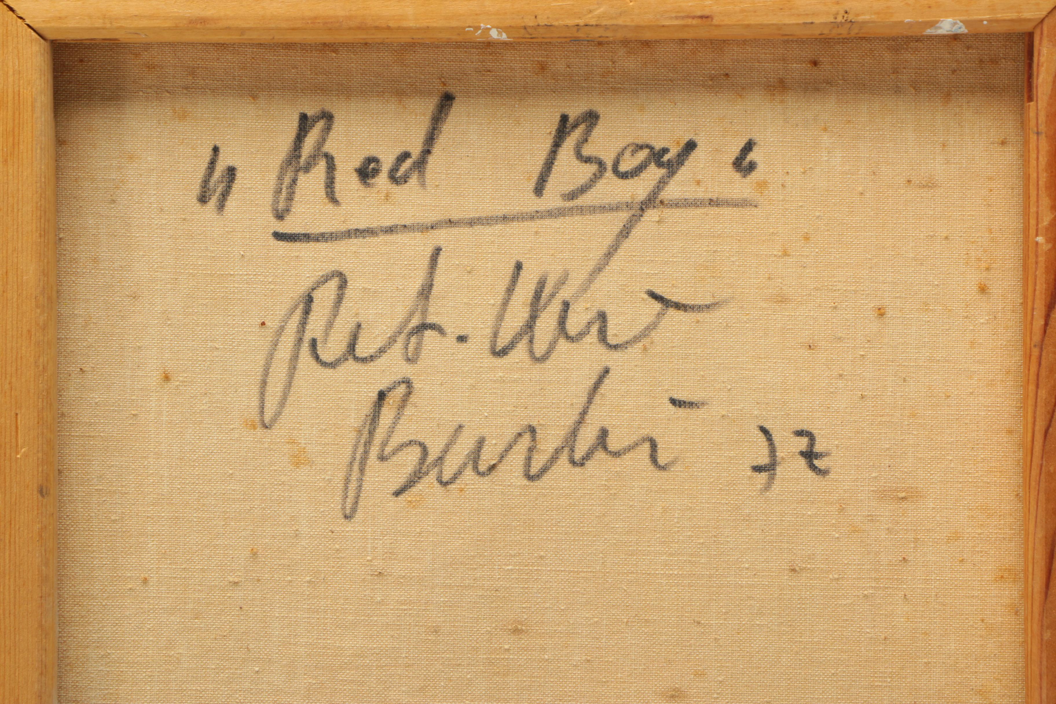 Peter Keil 1977 Acrylic Painting on Canvas of Abstract Portrait "Red Boy"