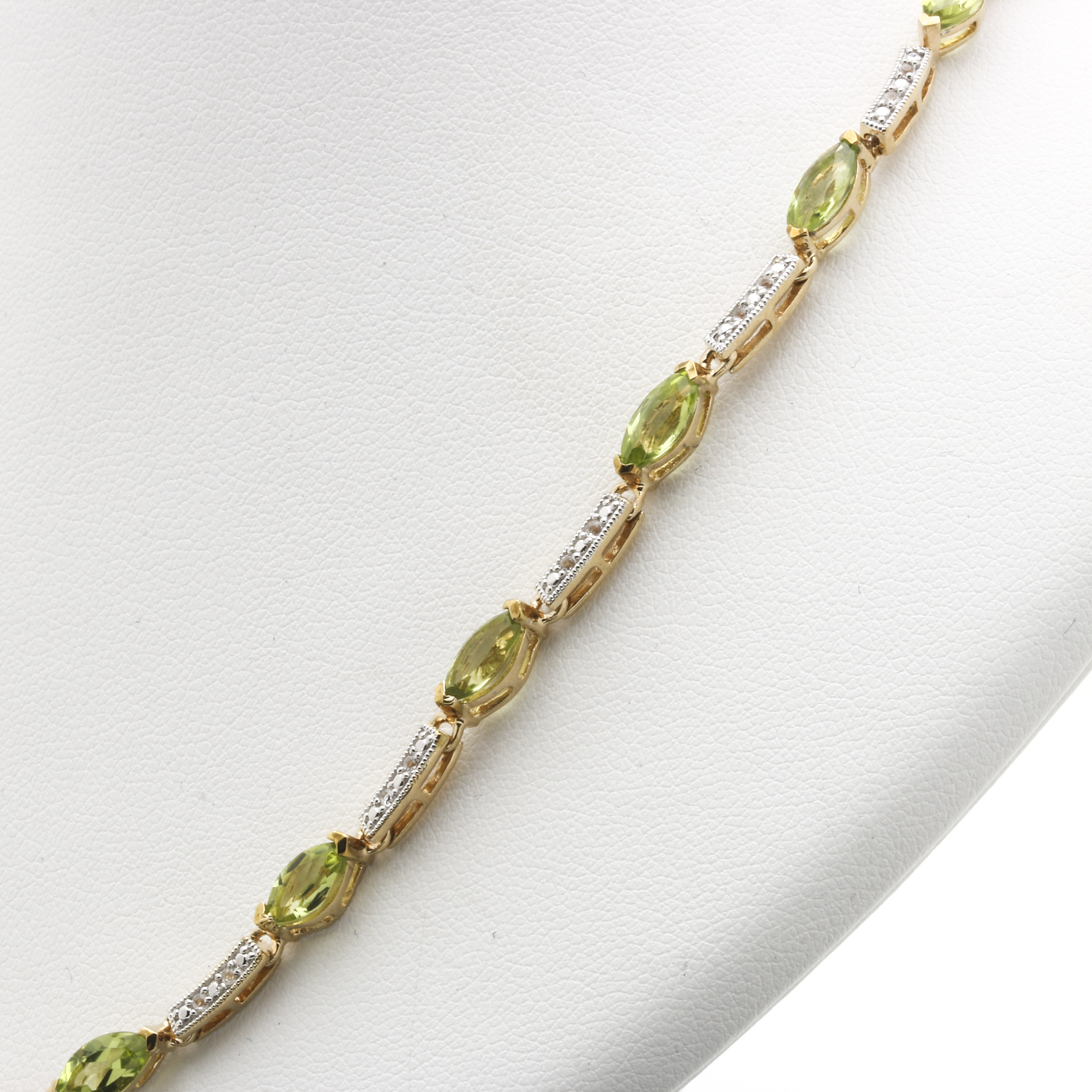 Sterling Silver Gold Wash Peridot and White Topaz Necklace