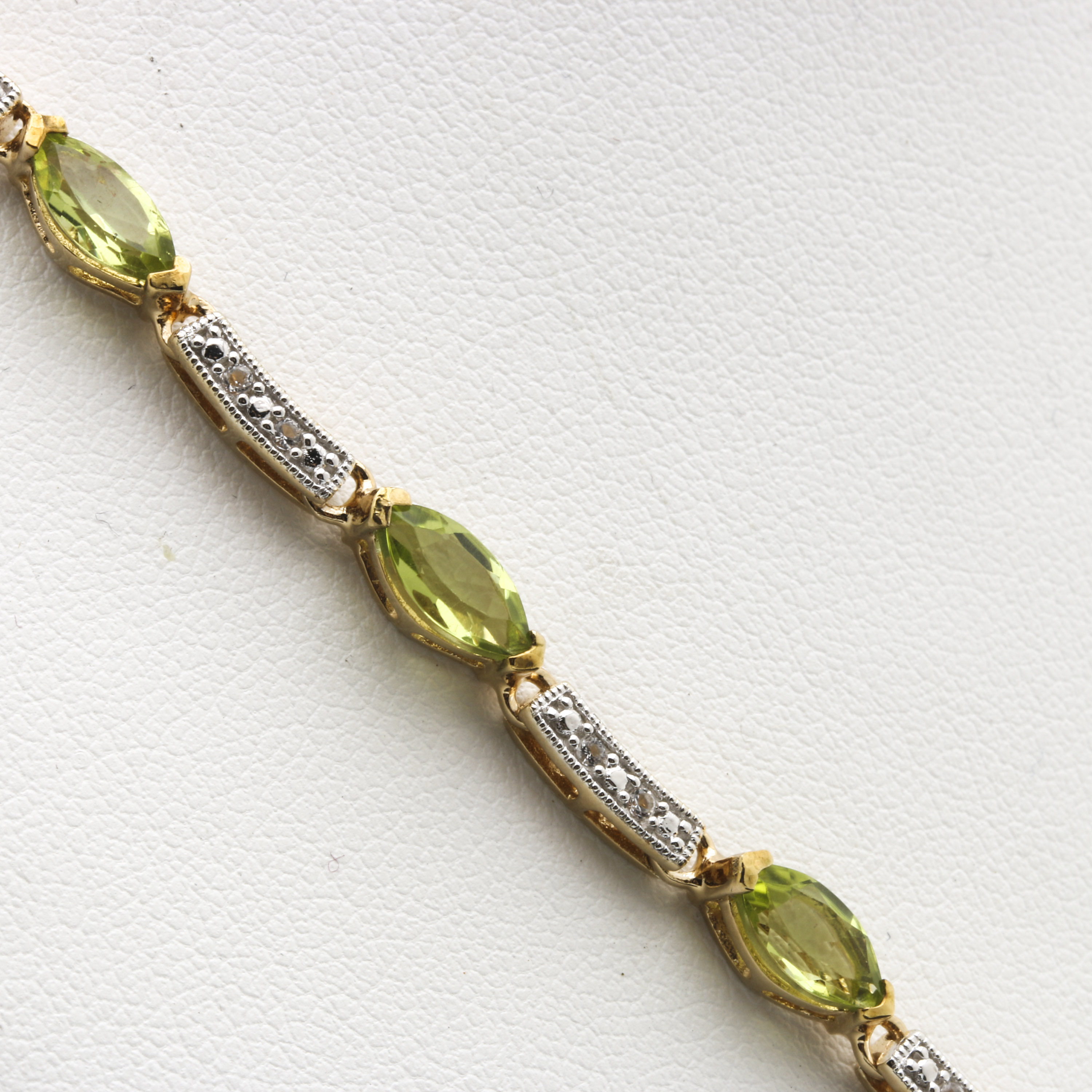 Sterling Silver Gold Wash Peridot and White Topaz Necklace