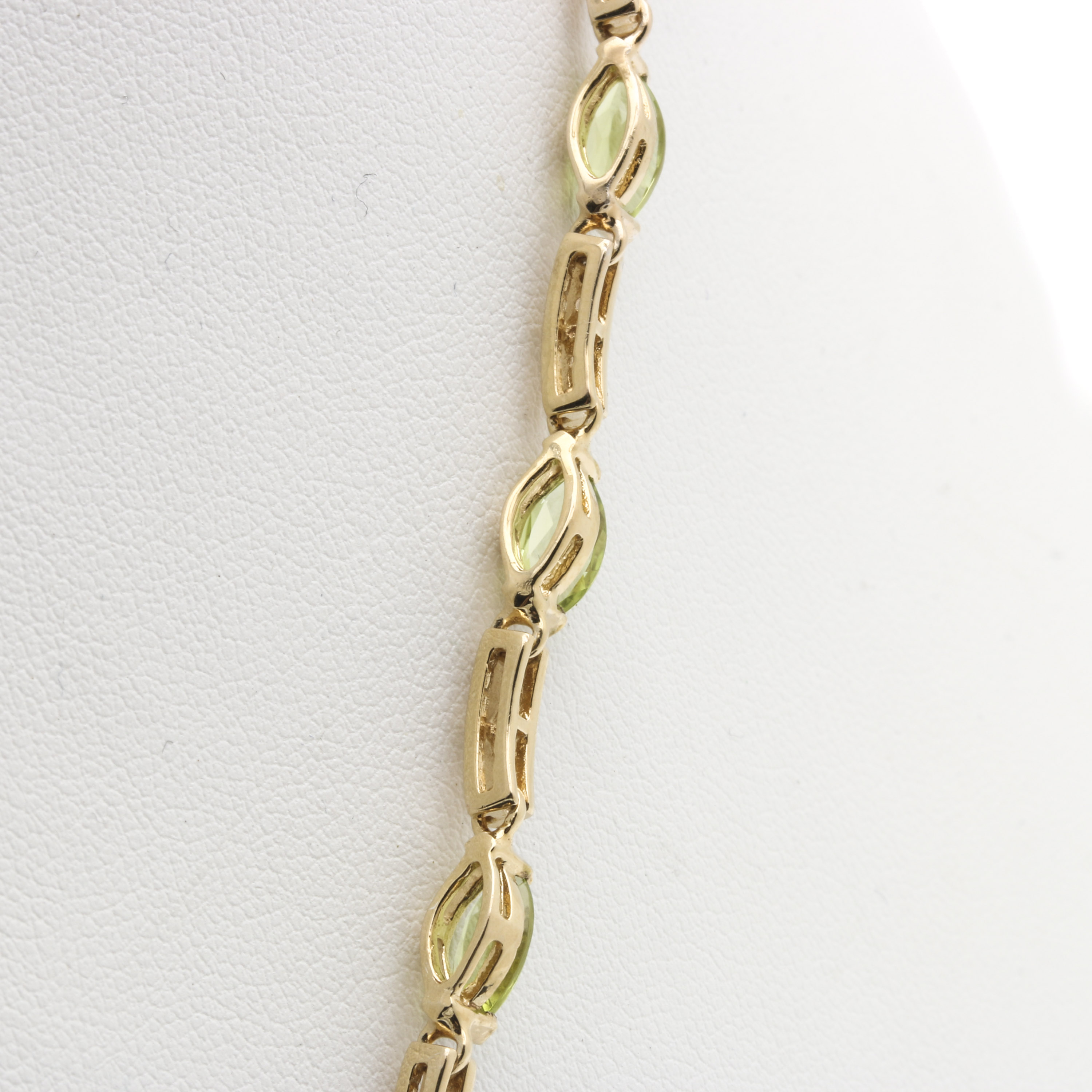 Sterling Silver Gold Wash Peridot and White Topaz Necklace